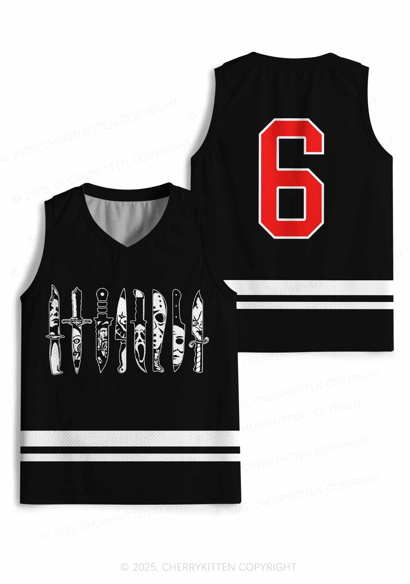 Custom Halloween Ghost Knife Y2K Sport Jersey Tank Cherrykitten - Image 3