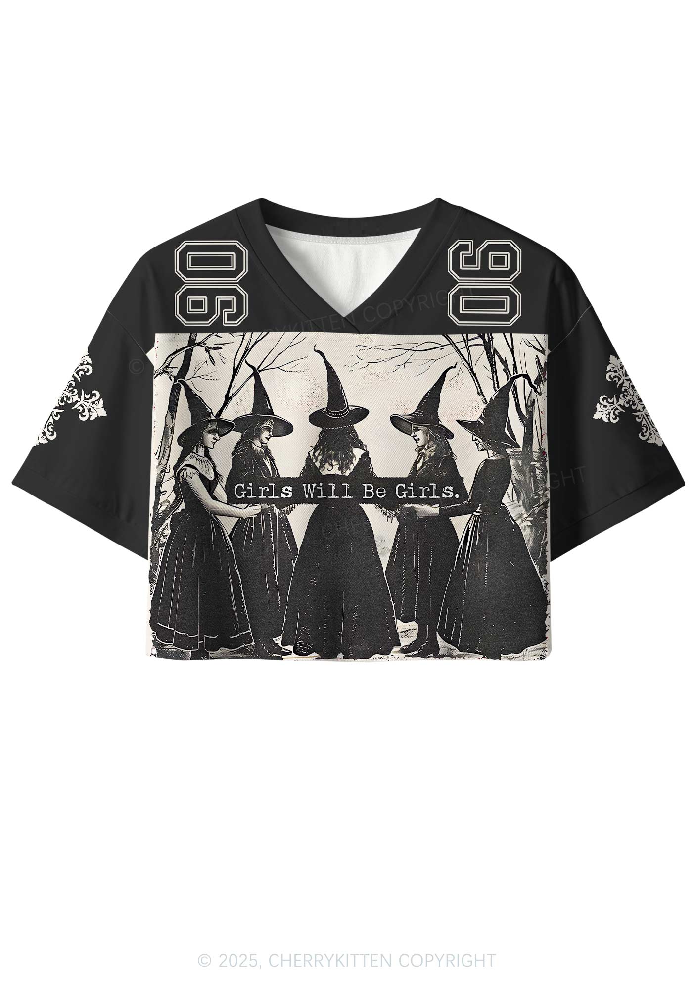 Custom Halloween Girls Will Be Girls Y2K Crop Sport Jersey Shirts Cherrykitten - Image 2