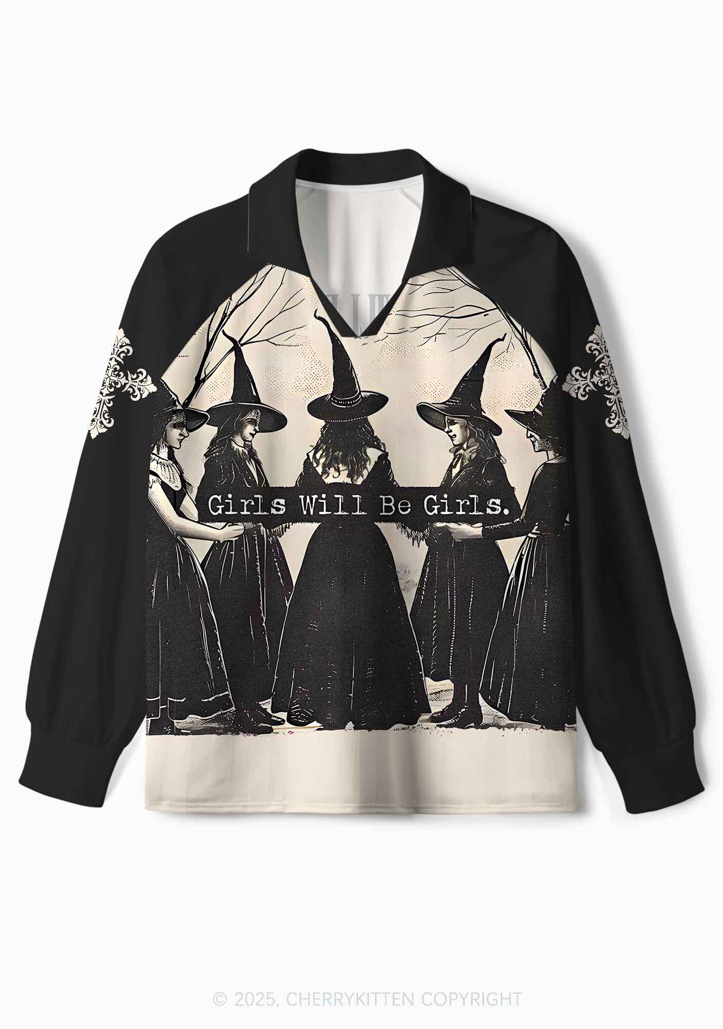 Custom Halloween Girls Will Be Girls Y2K Long Sleeve Sport Jersey Shirts Cherrykitten - Image 2