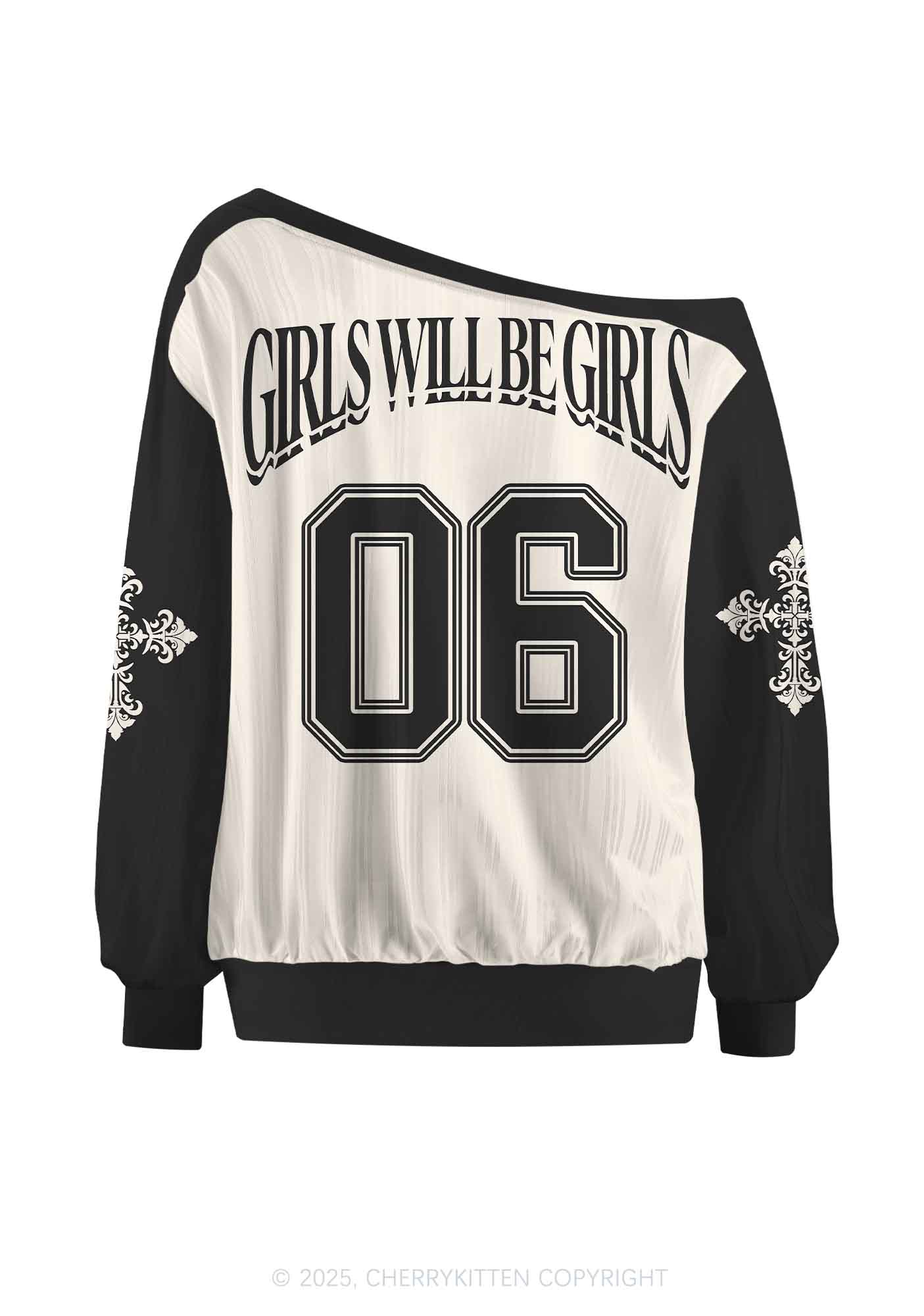 Custom Halloween Girls Will Be Girls Y2K Off Shoulder Long Sleeve Sport Jersey Shirts Cherrykitten - Image 3