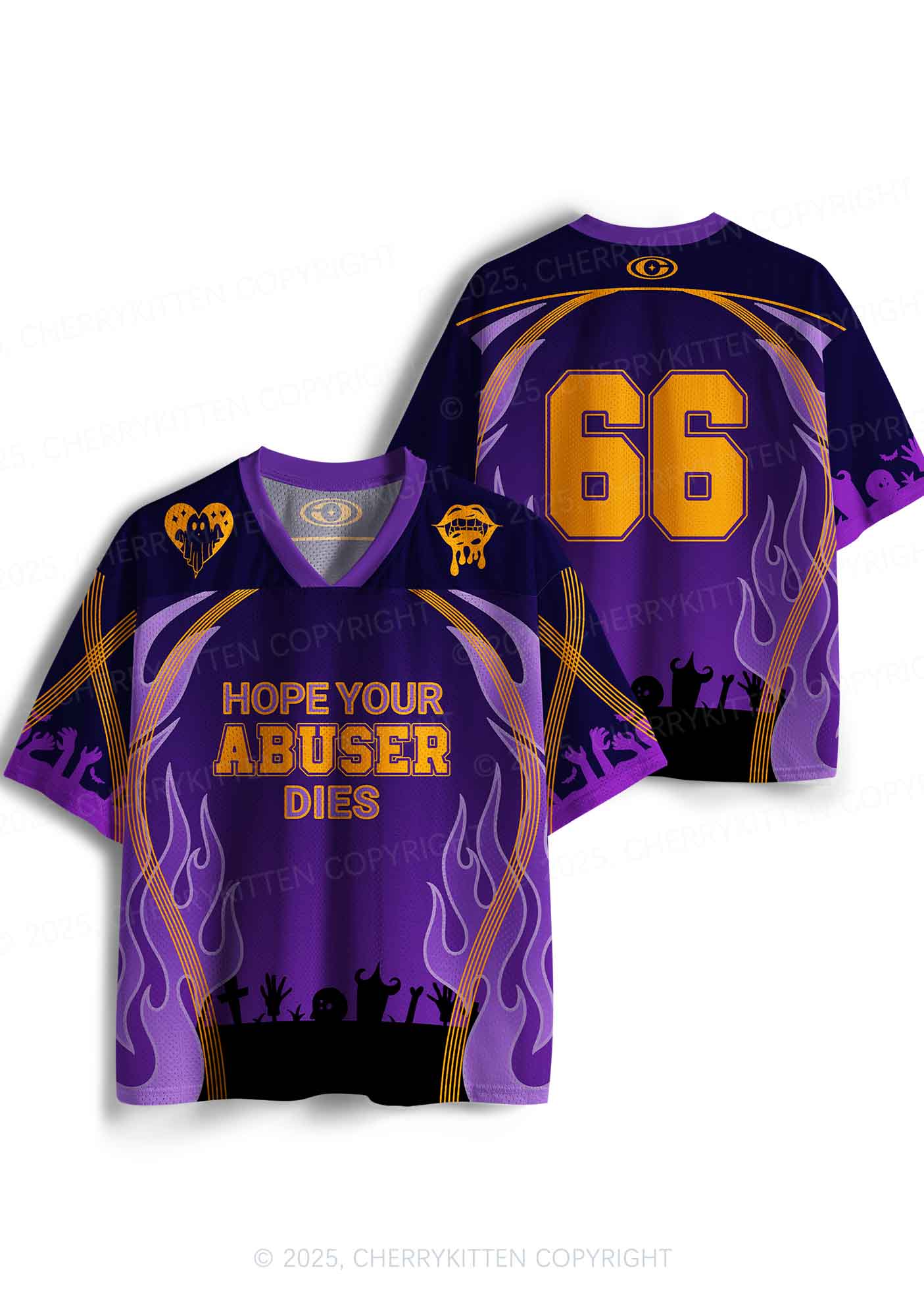 Custom Halloween Hope Your Abuser Dies Y2K Sport Jersey Shirts Cherrykitten - Image 3