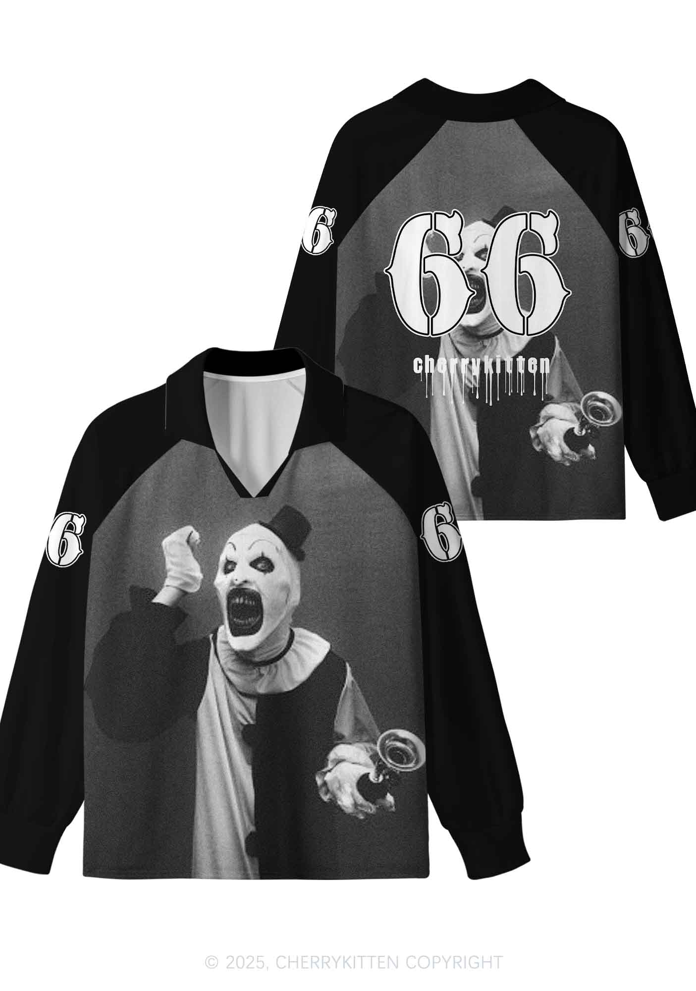 Custom Halloween Horror Clown Y2K Sport Long Sleeve Jersey Shirts Cherrykitten - Image 4