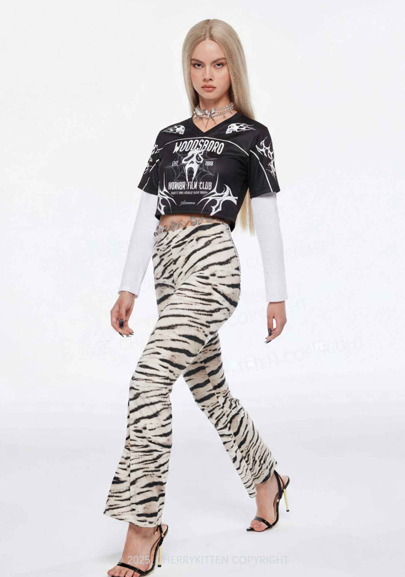 Custom Halloween Horror Film Club Y2K Crop Sport Jersey Shirts Cherrykitten - Image 2