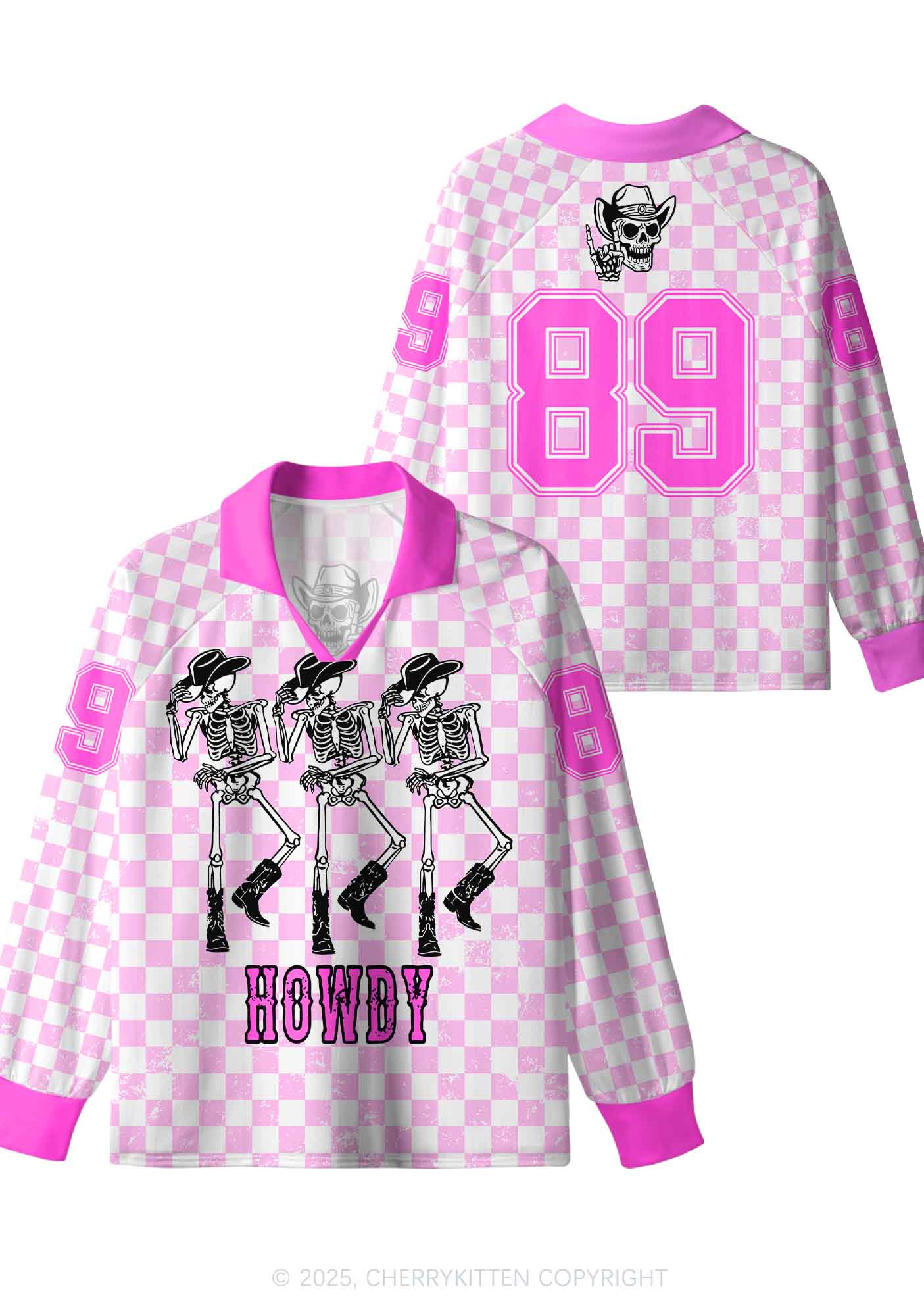 Custom Halloween Howdy Dancing Skeletons Y2K Long Sleeve Sport Jersey Shirts Cherrykitten - Image 3