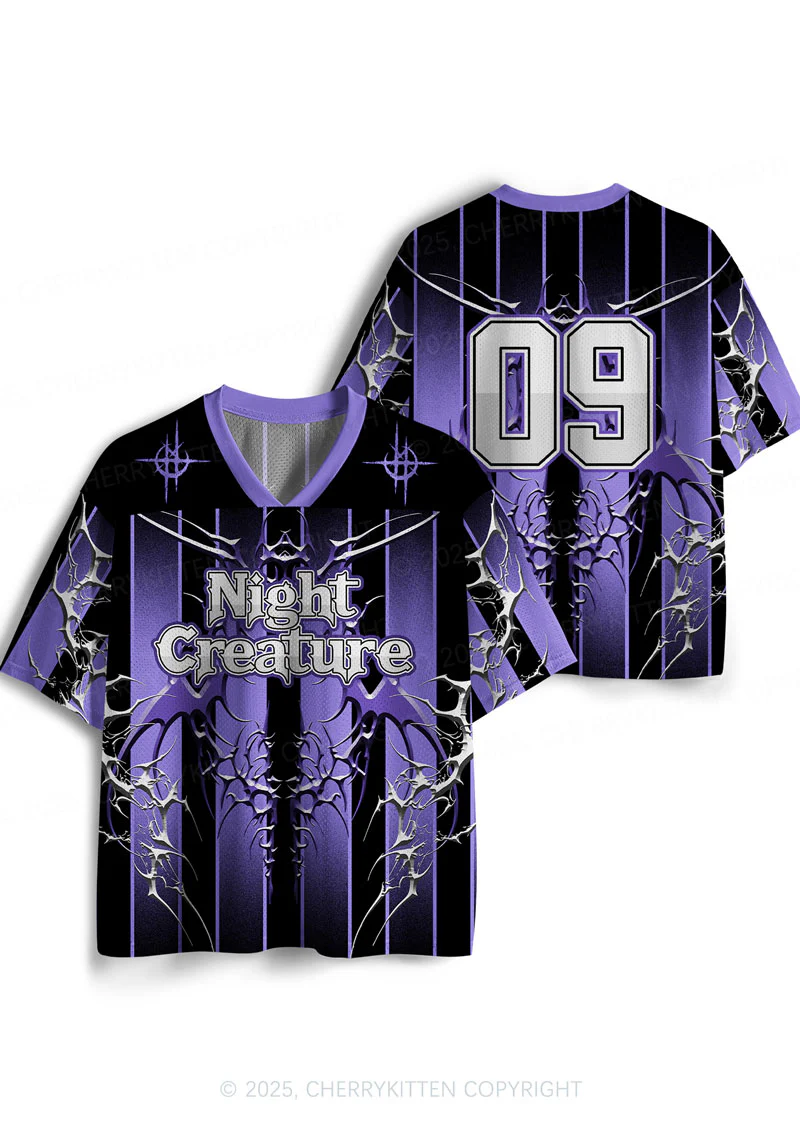 Custom Halloween Night Creature Y2K Sport Jersey Shirts Cherrykitten - Image 3