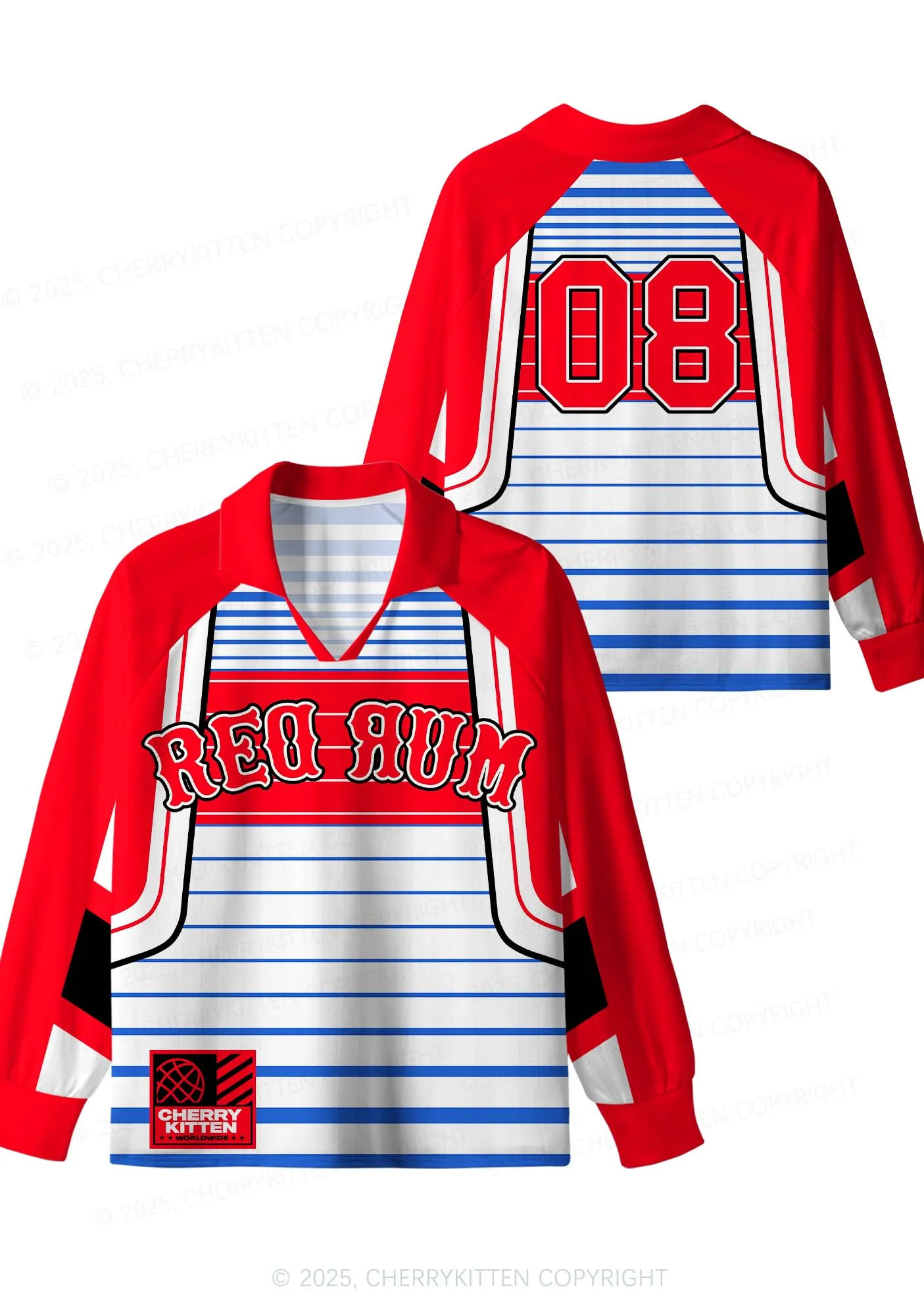 Custom Halloween Red Rum Y2K Sport Long Sleeve Jersey Shirts Cherrykitten - Image 4