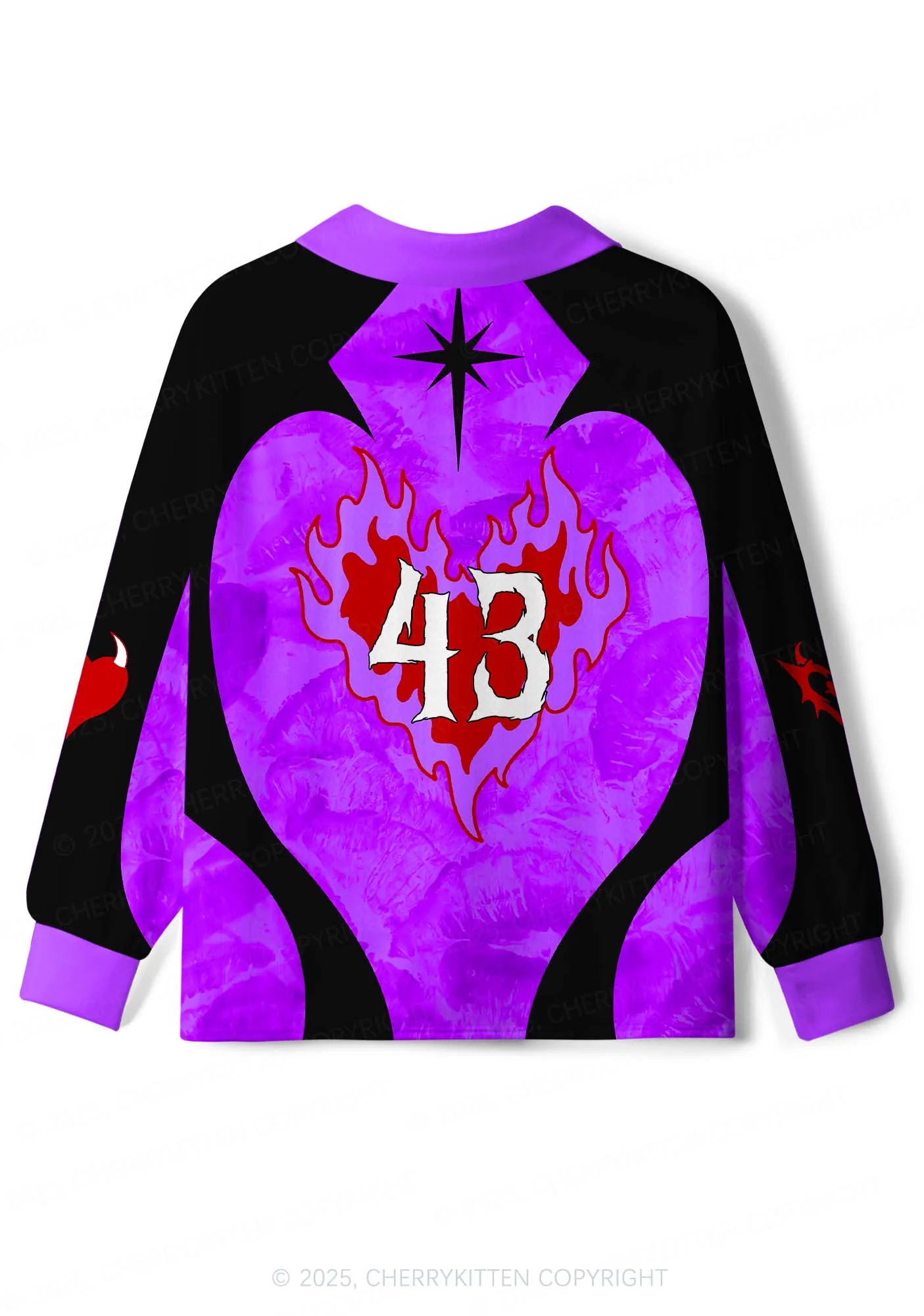 Custom Halloween Satan Loves You Y2K Sport Long Sleeve Jersey Shirts Cherrykitten - Image 3