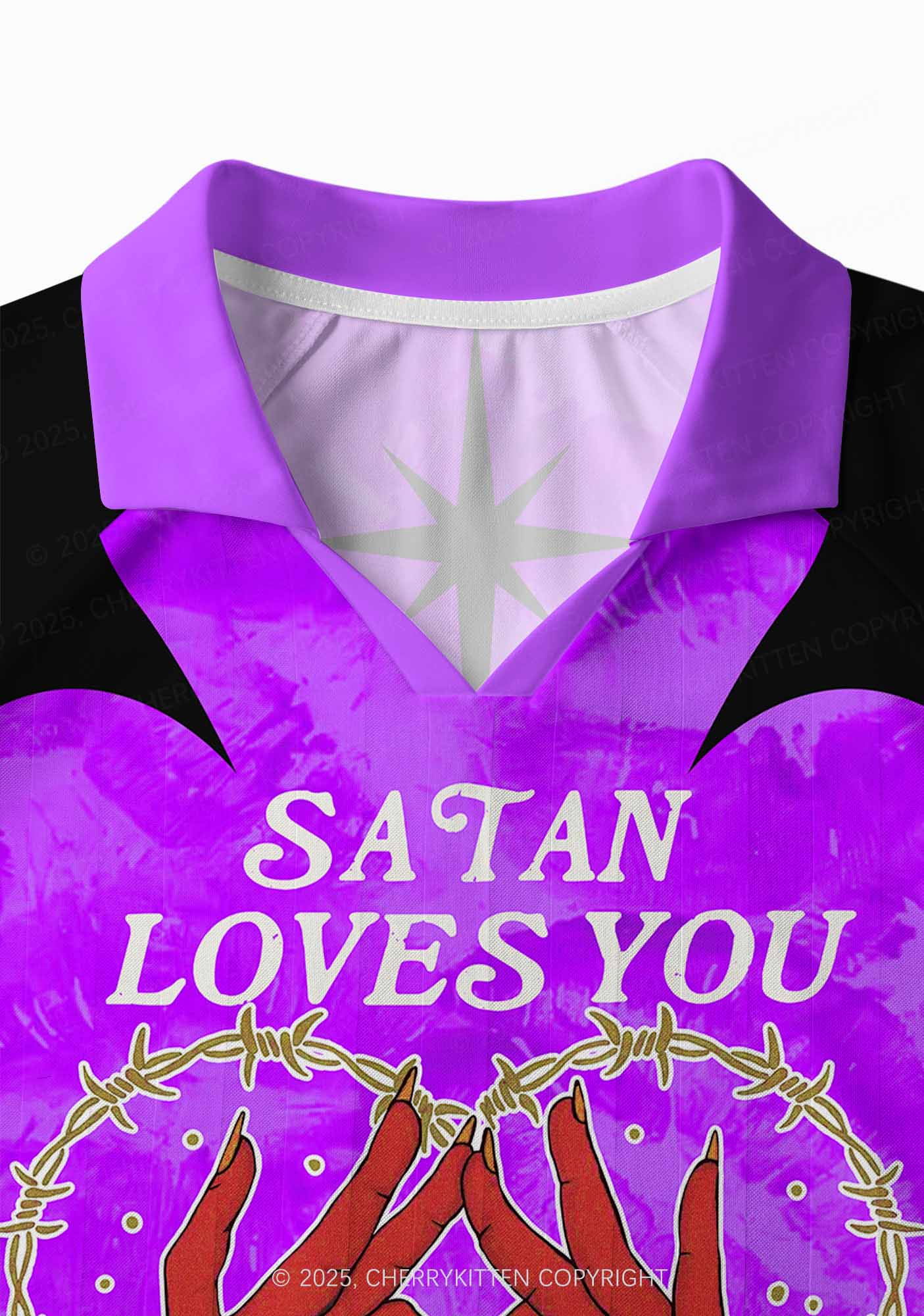 Custom Halloween Satan Loves You Y2K Sport Long Sleeve Jersey Shirts Cherrykitten - Image 4