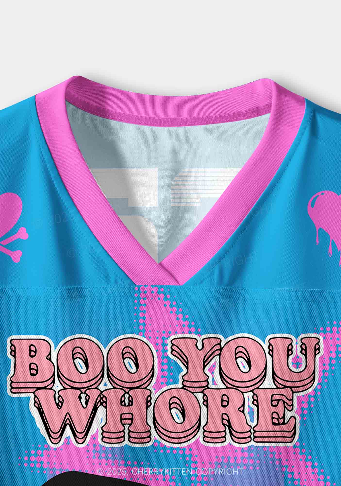 Custom Halloween Skeleton Boo You Hore Y2K Crop Sport Jersey Shirts Cherrykitten - Image 4