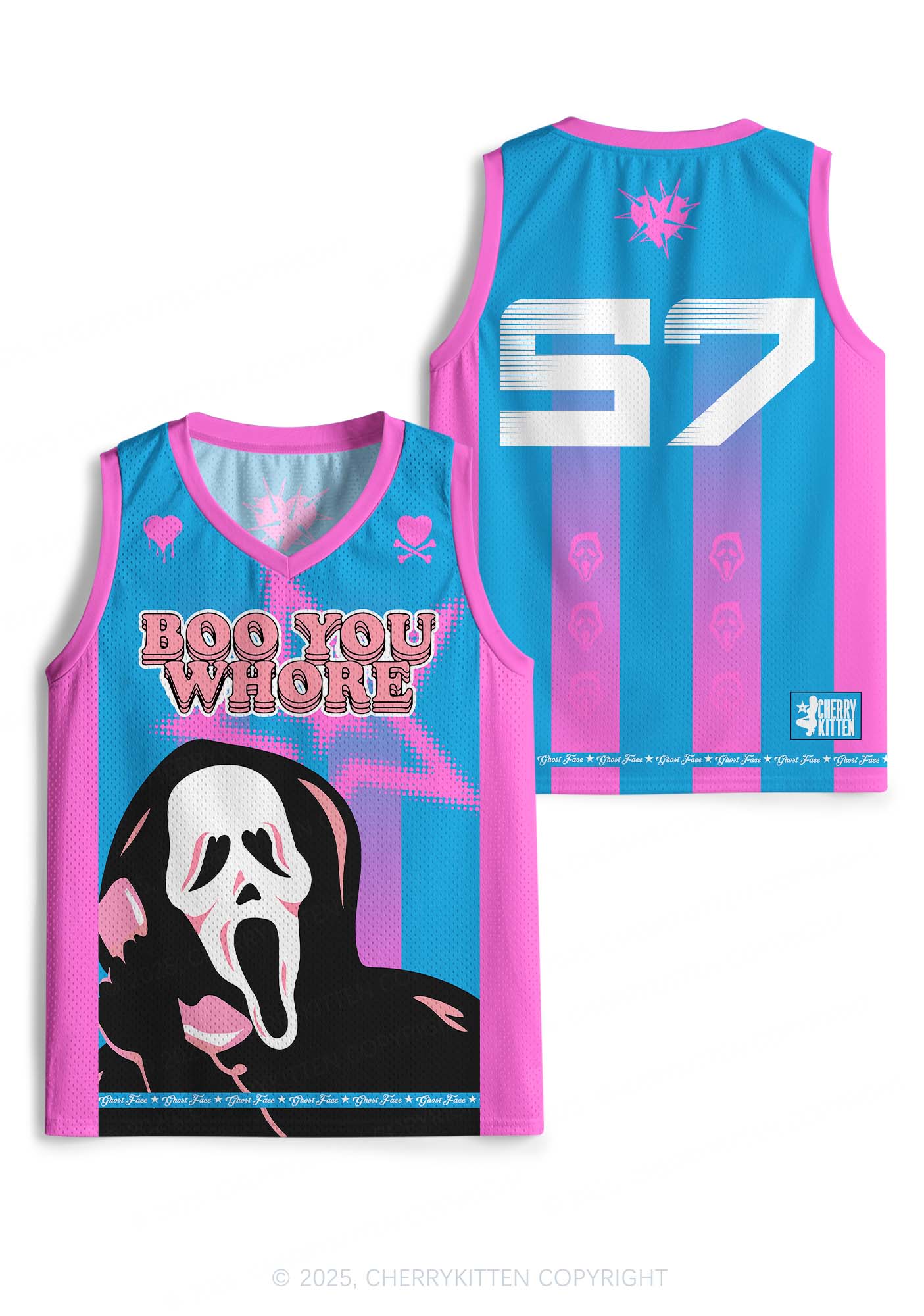 Custom Halloween Skeleton Boo You Hore Y2K Sport Jersey Tank Cherrykitten - Image 3