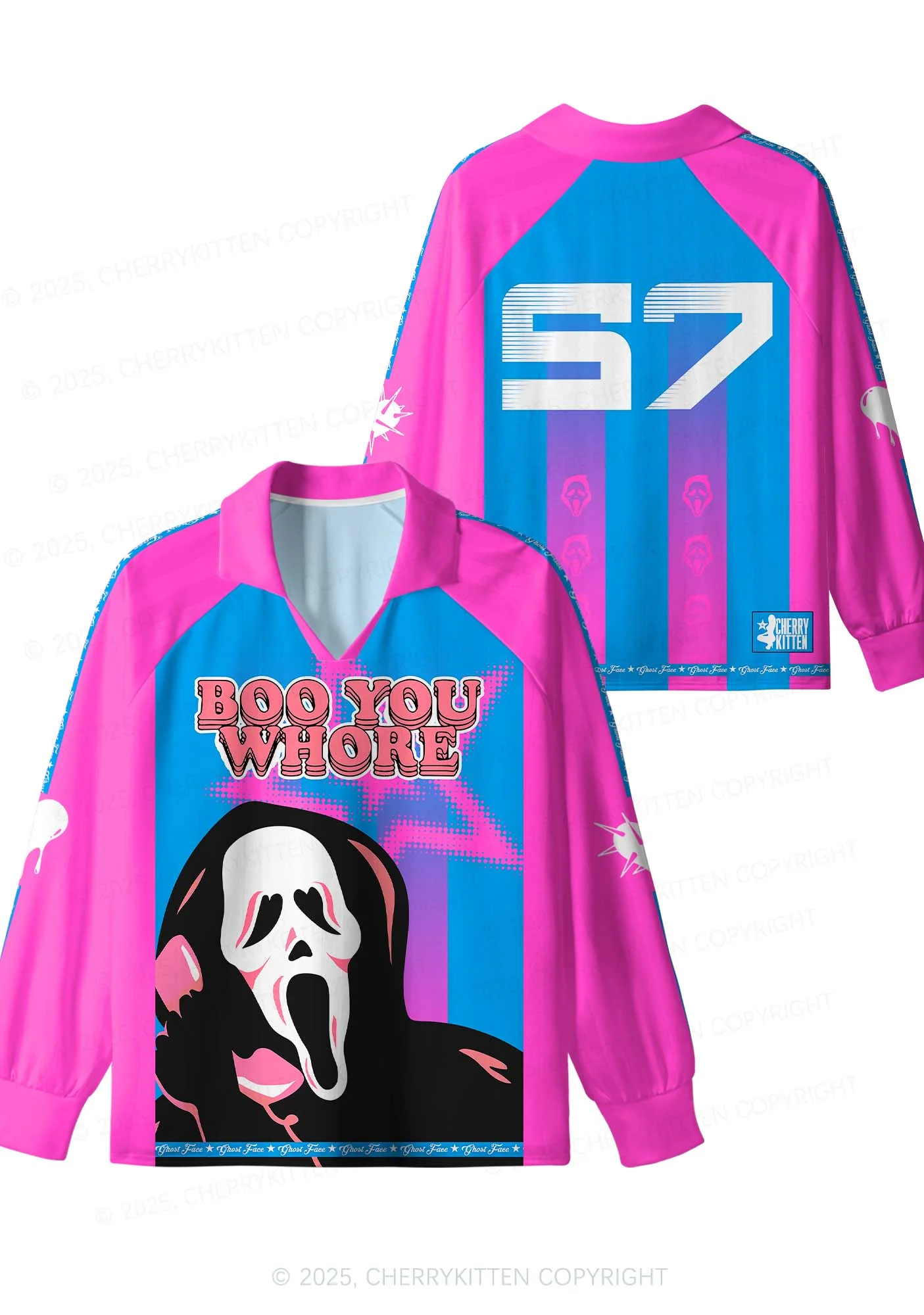 Custom Halloween Skeleton Boo You Hore Y2K Sport Long Sleeve Jersey Shirts Cherrykitten - Image 3