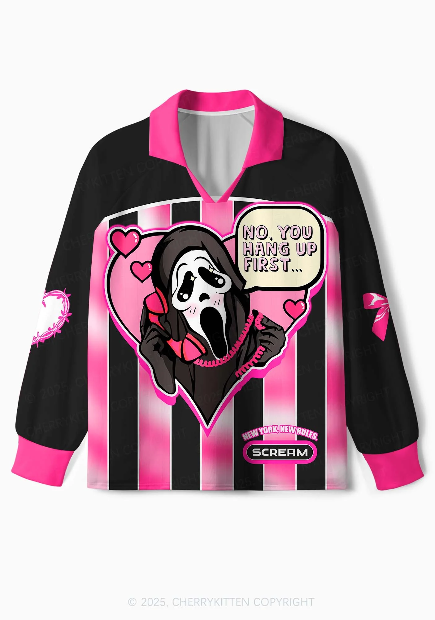 Custom Halloween Skeleton Heart Y2K Sport Long Sleeve Jersey Shirts Cherrykitten - Image 2