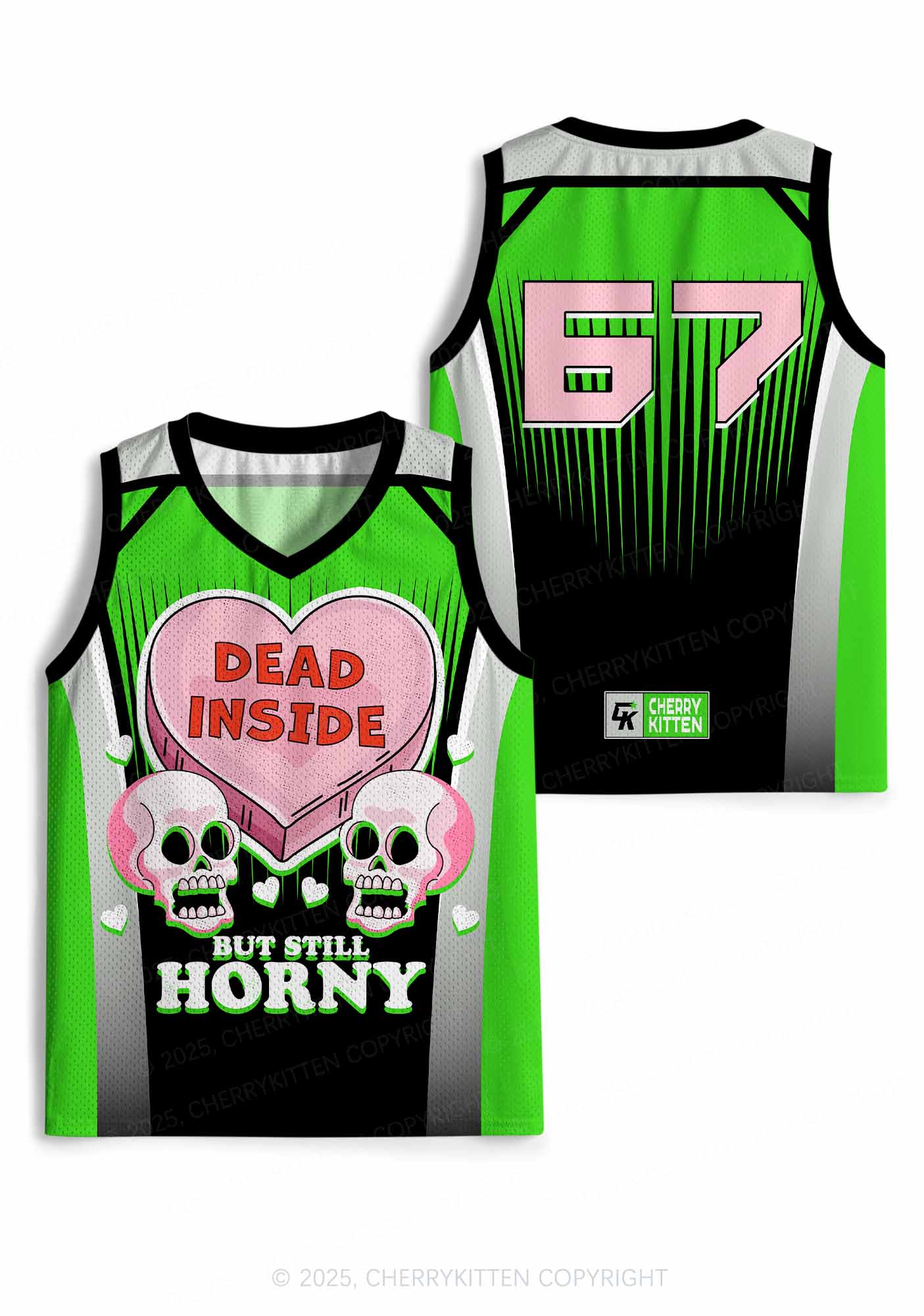 Custom Halloween Skulls Dead Inside Y2K Sport Jersey Tank Cherrykitten - Image 3