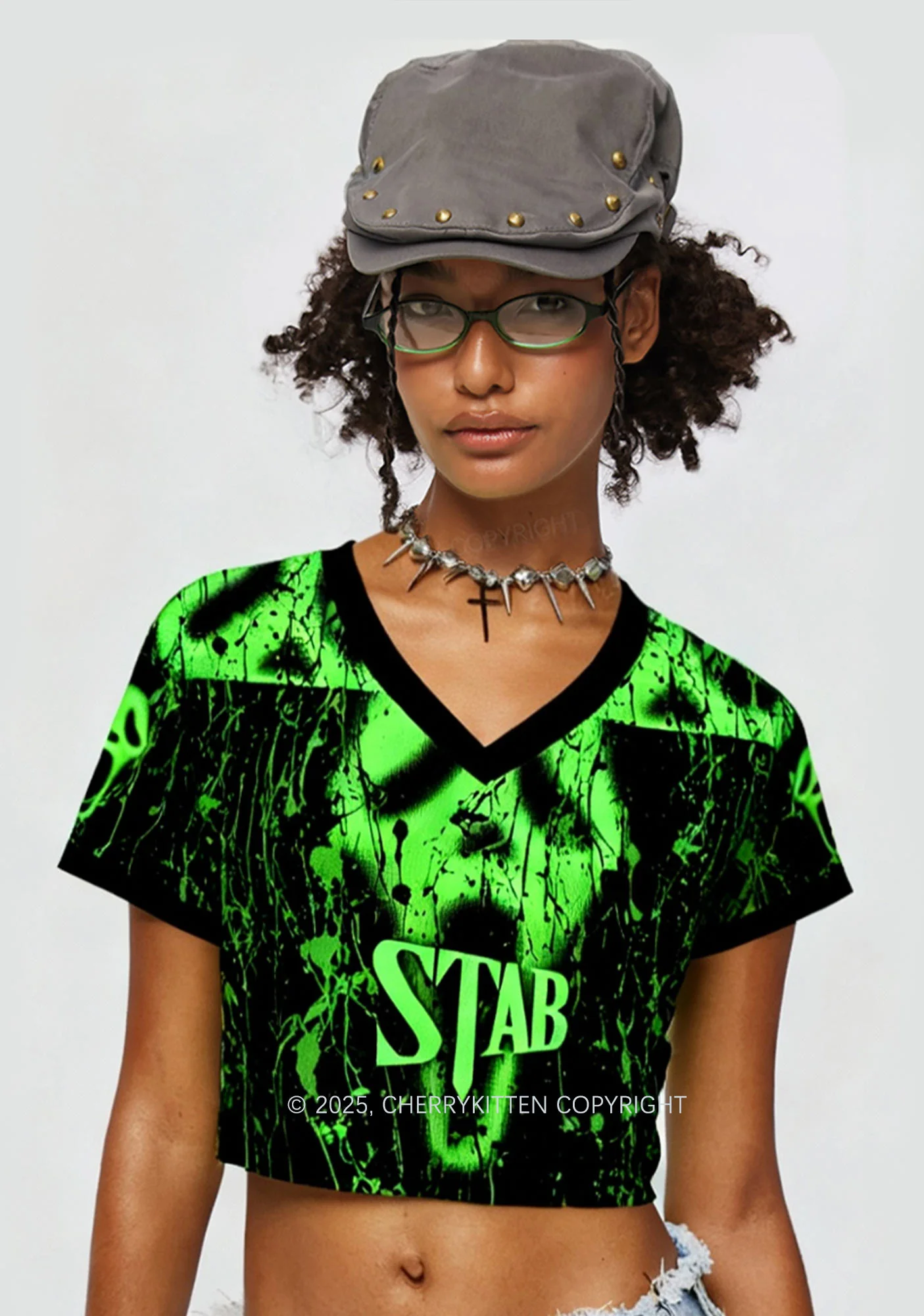 Custom Halloween Stab Ghost Y2K Crop Sport Jersey Shirts Cherrykitten - Image 2