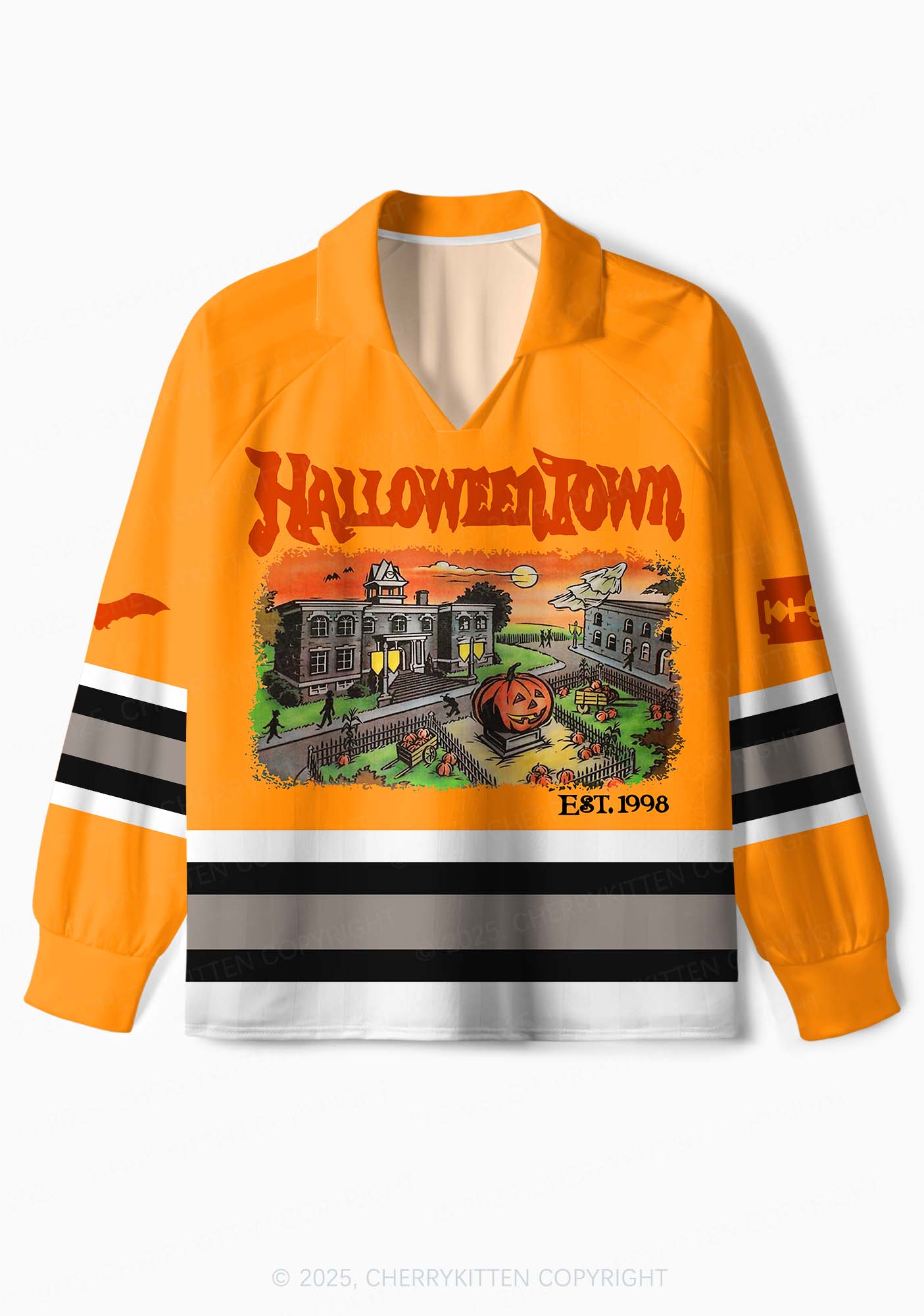 Custom Halloween Town Y2K Sport Long Sleeve Jersey Shirts Cherrykitten - Image 2