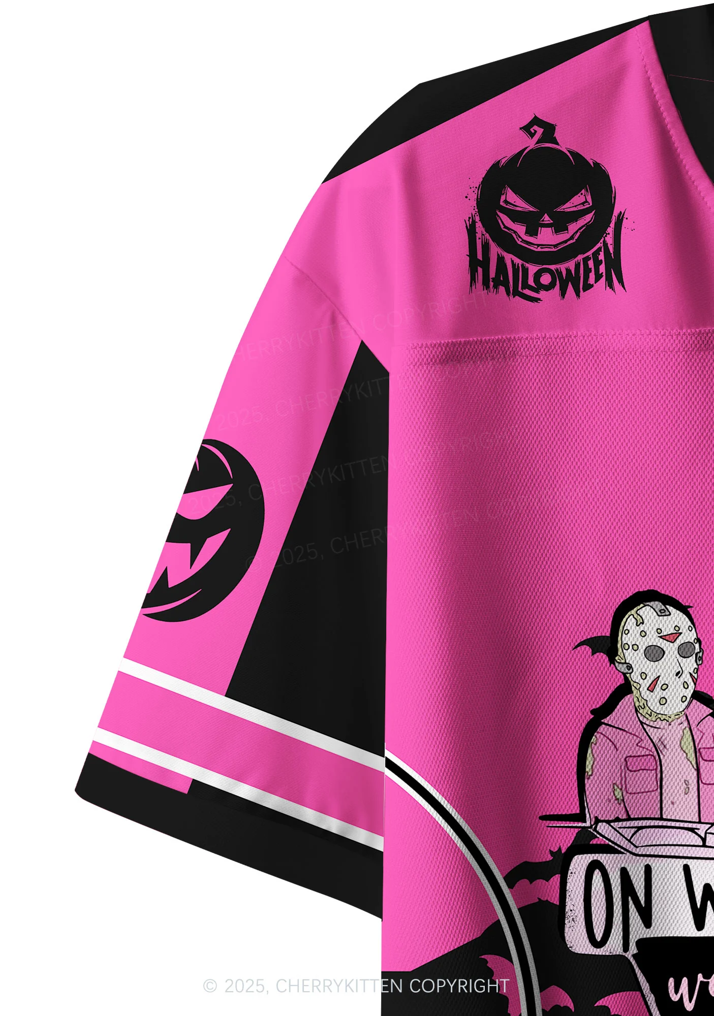 Custom Halloween We Wear Pink Y2K Crop Sport Jersey Shirts Cherrykitten - Image 5