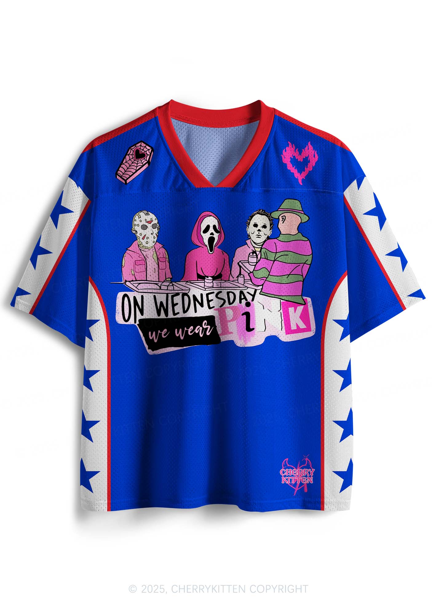 Custom Halloween Wednesday Wear Pink Horror Y2K Sport Jersey Shirts Cherrykitten - Image 2