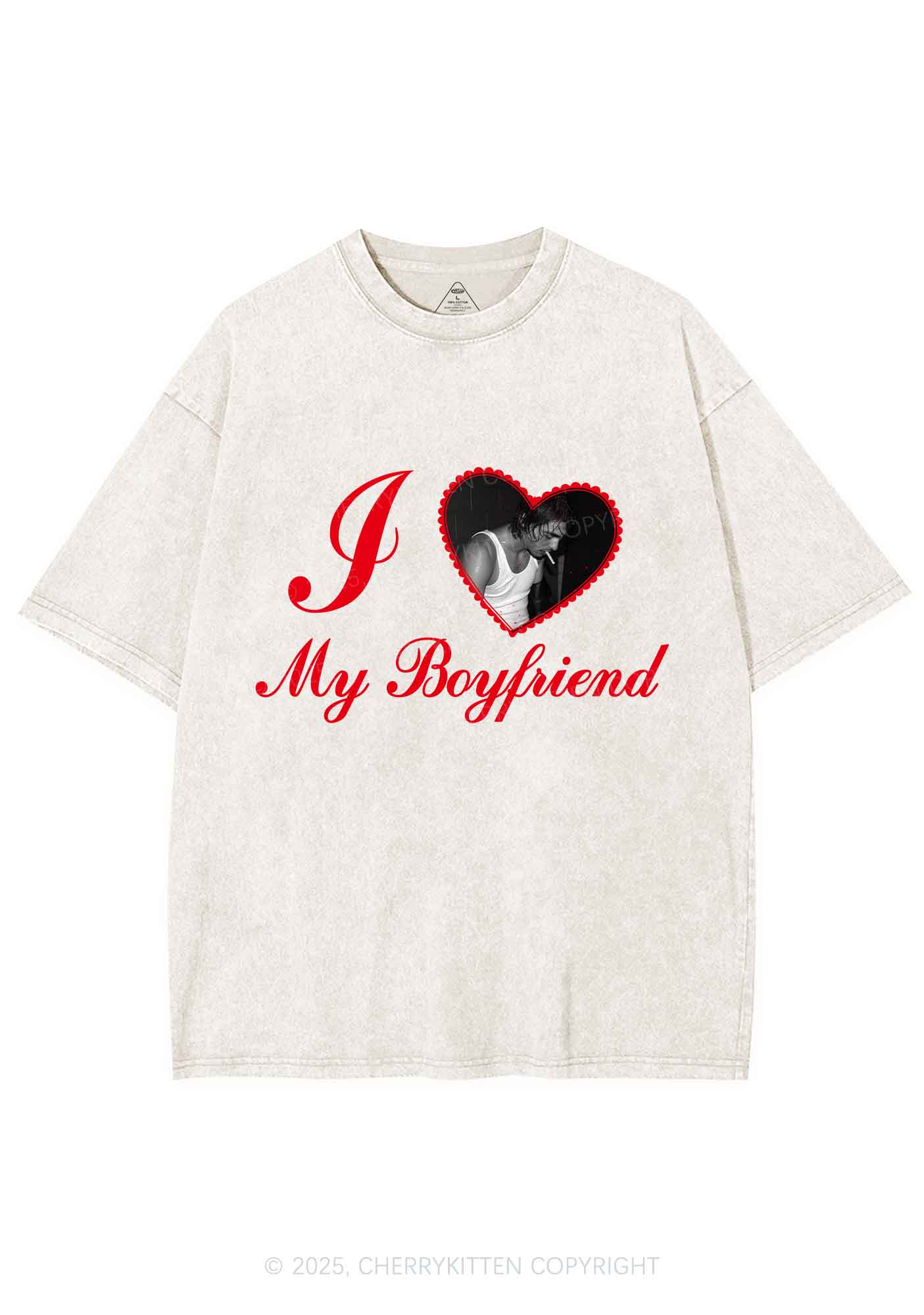 Custom Heart My BF GF Y2K Shirts Washed Tee Cherrykitten - Image 3
