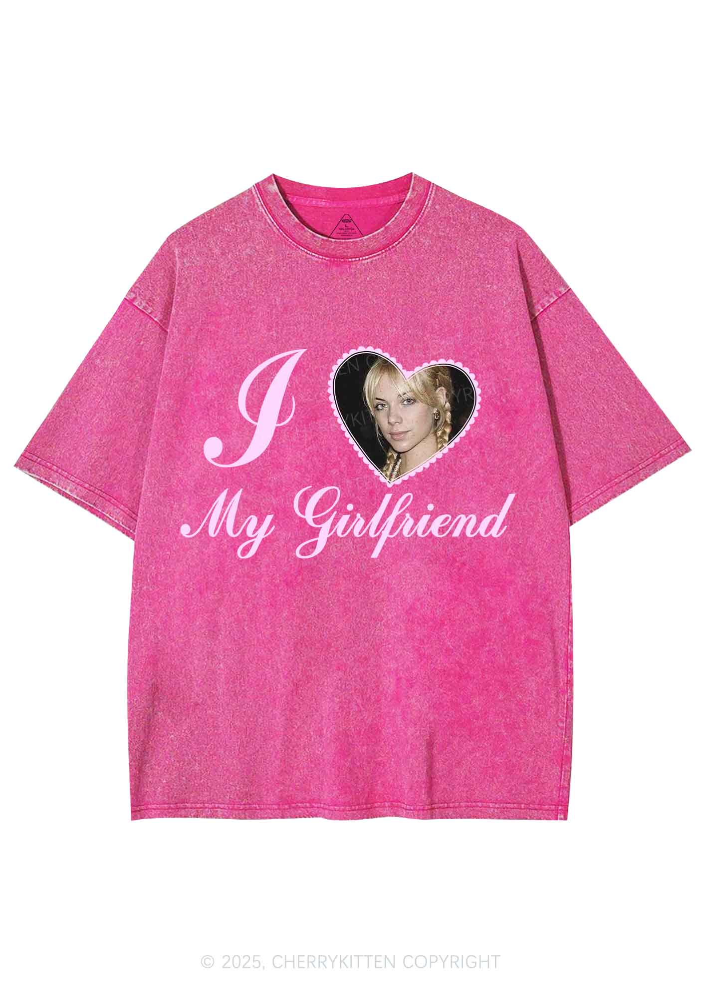 Custom Heart My BF GF Y2K Shirts Washed Tee Cherrykitten - Image 4