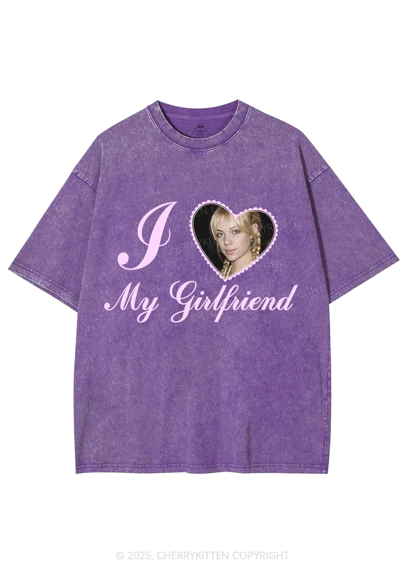 Custom Heart My BF GF Y2K Shirts Washed Tee Cherrykitten - Image 5