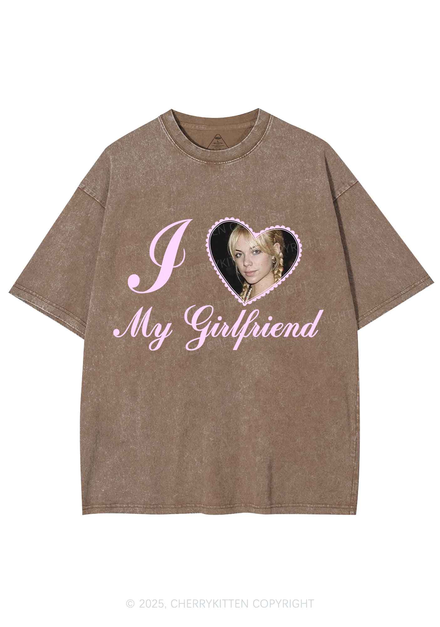 Custom Heart My BF GF Y2K Shirts Washed Tee Cherrykitten - Image 6