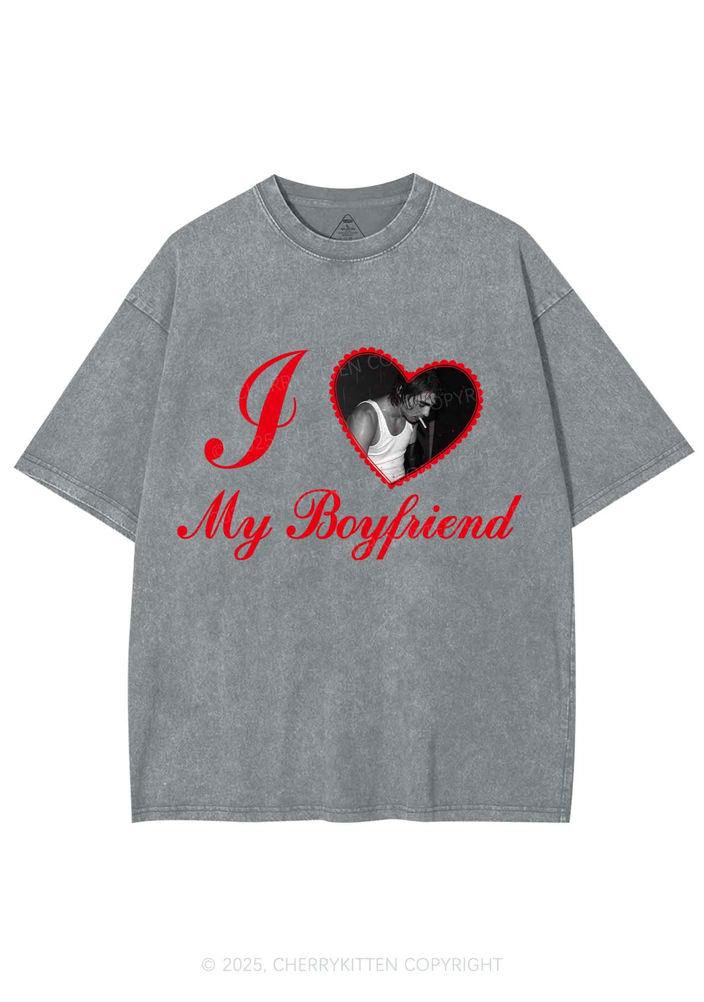 Custom Heart My BF GF Y2K Shirts Washed Tee Cherrykitten - Image 7