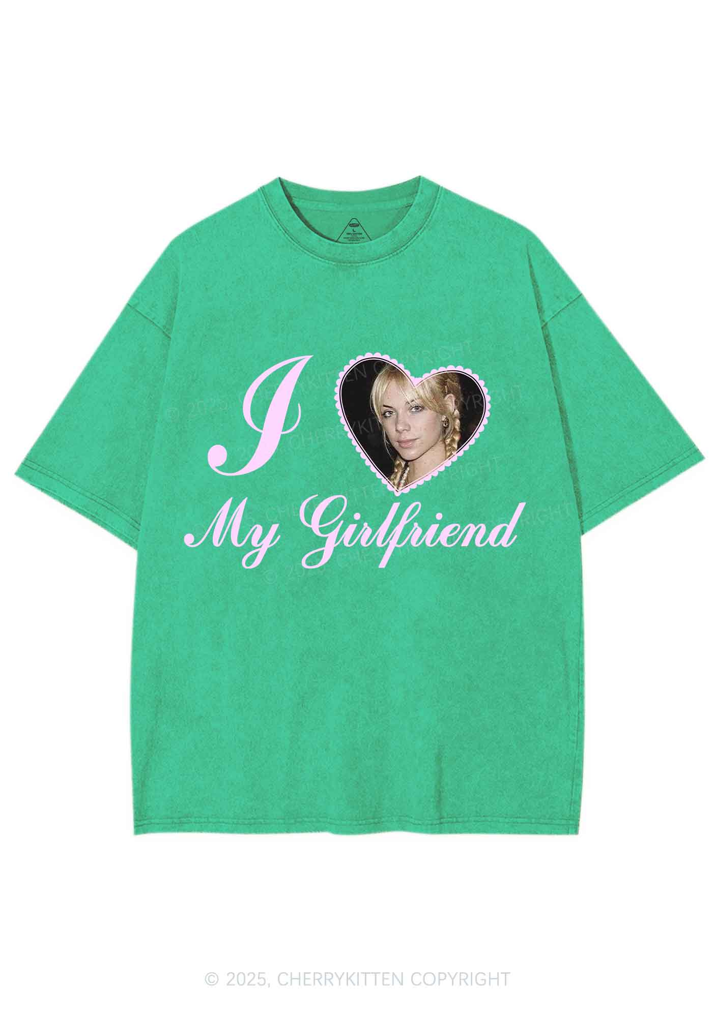 Custom Heart My BF GF Y2K Shirts Washed Tee Cherrykitten - Image 8