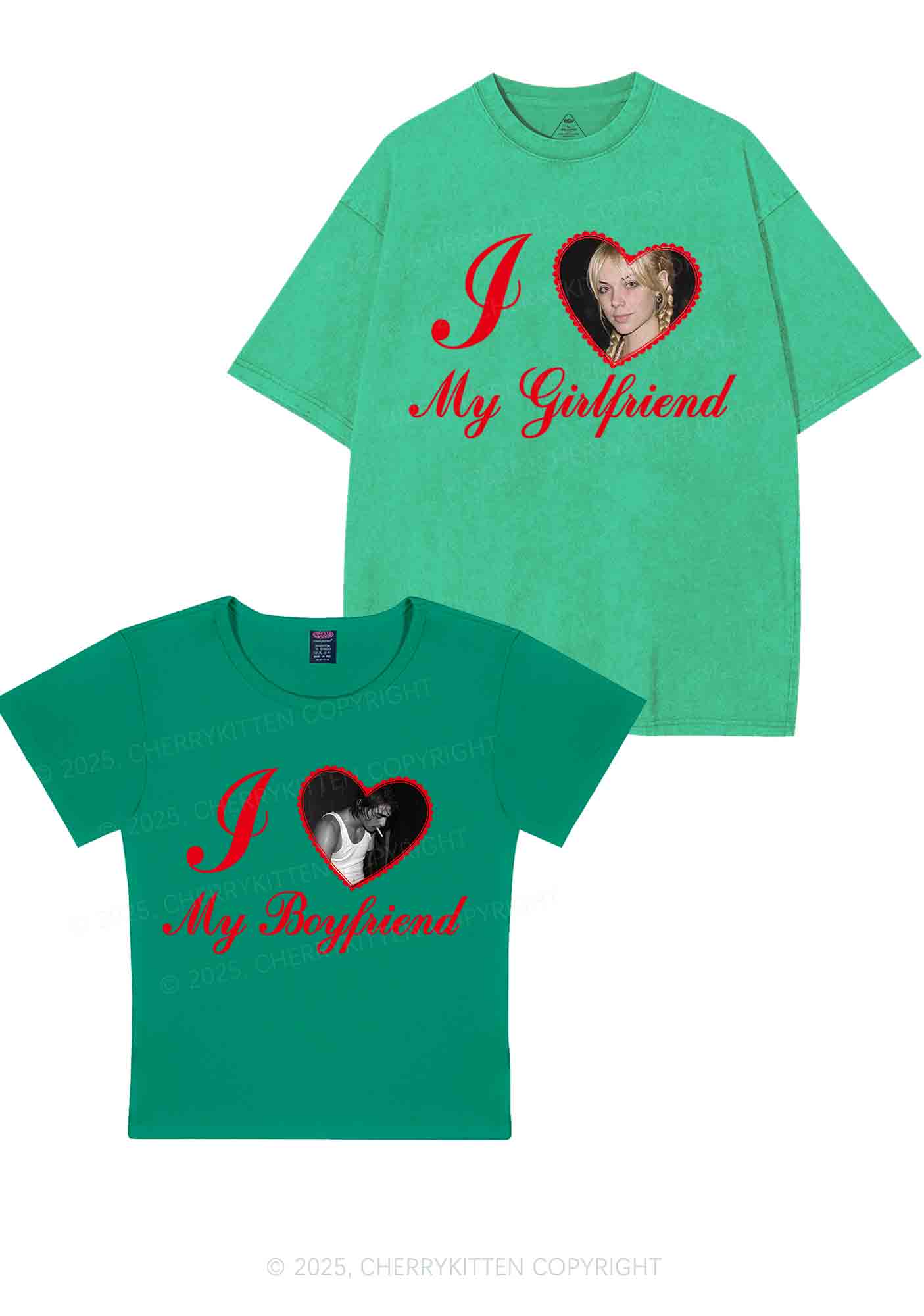 Custom Heart My BF GF Y2K Valentine's Day Couple Shirt Cherrykitten - Image 12