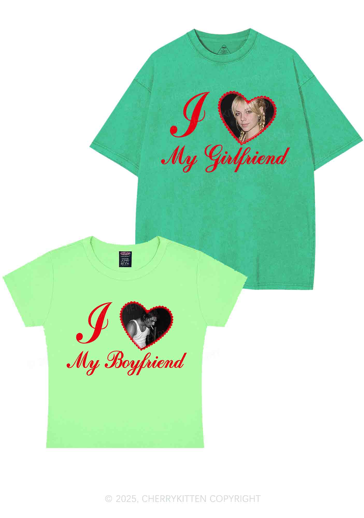 Custom Heart My BF GF Y2K Valentine's Day Couple Shirt Cherrykitten - Image 13