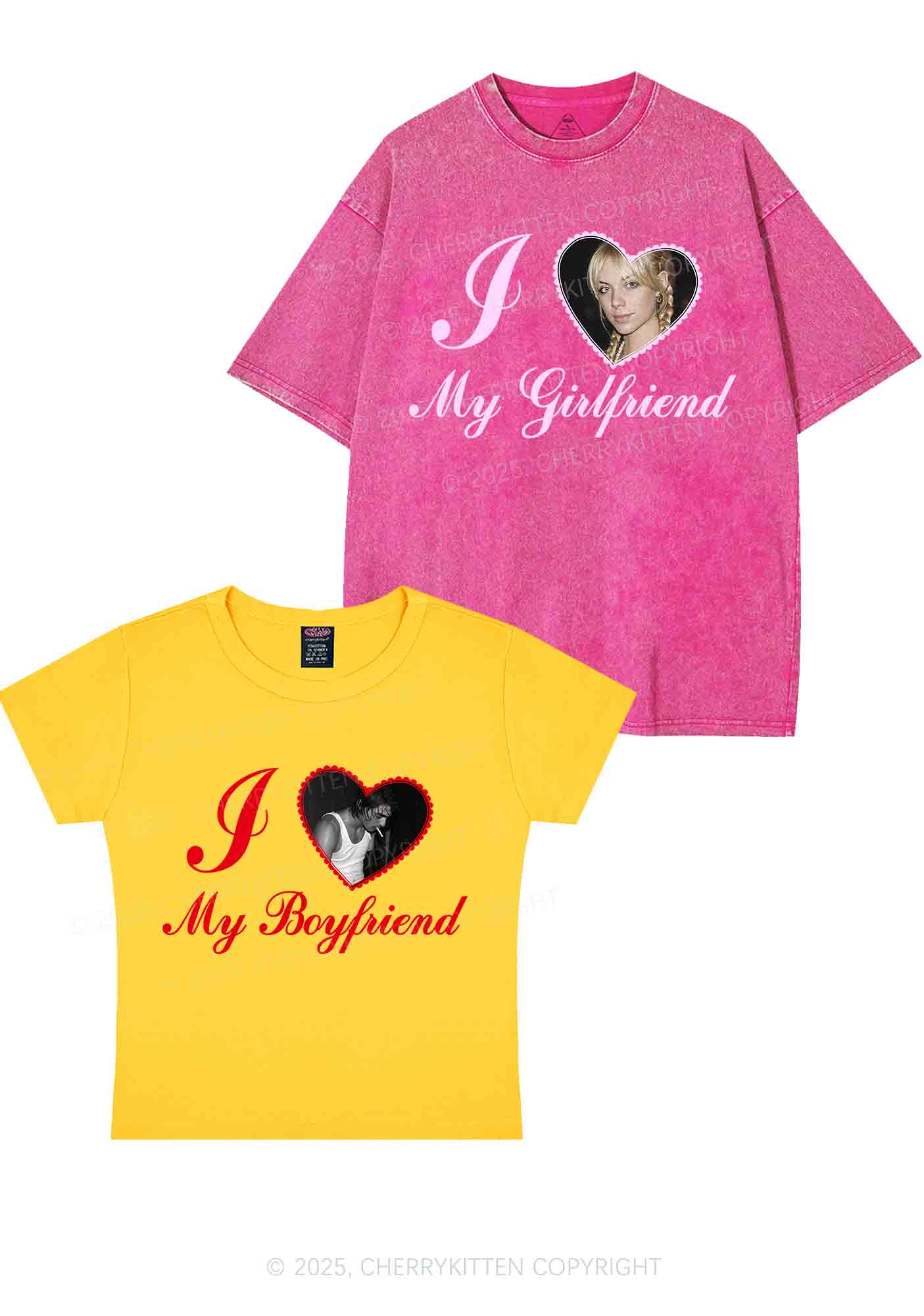 Custom Heart My BF GF Y2K Valentine's Day Couple Shirt Cherrykitten - Image 5