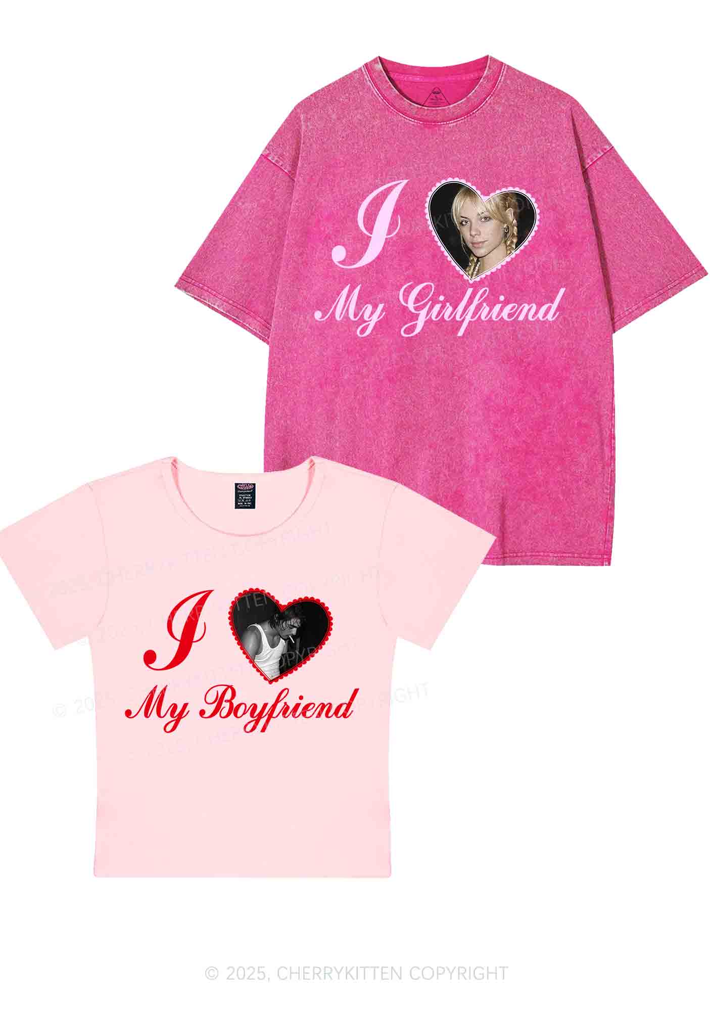 Custom Heart My BF GF Y2K Valentine's Day Couple Shirt Cherrykitten - Image 6