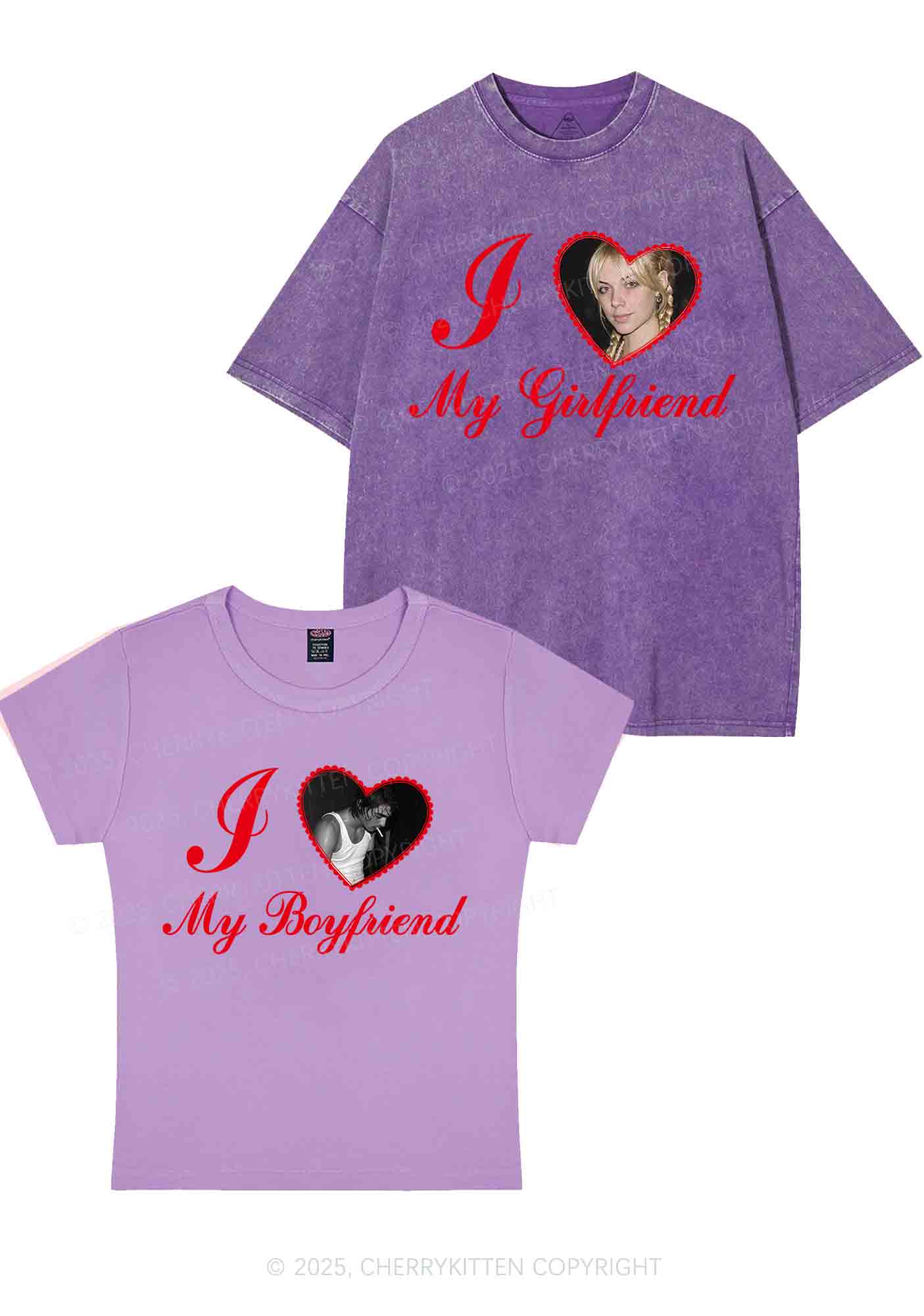 Custom Heart My BF GF Y2K Valentine's Day Couple Shirt Cherrykitten - Image 8