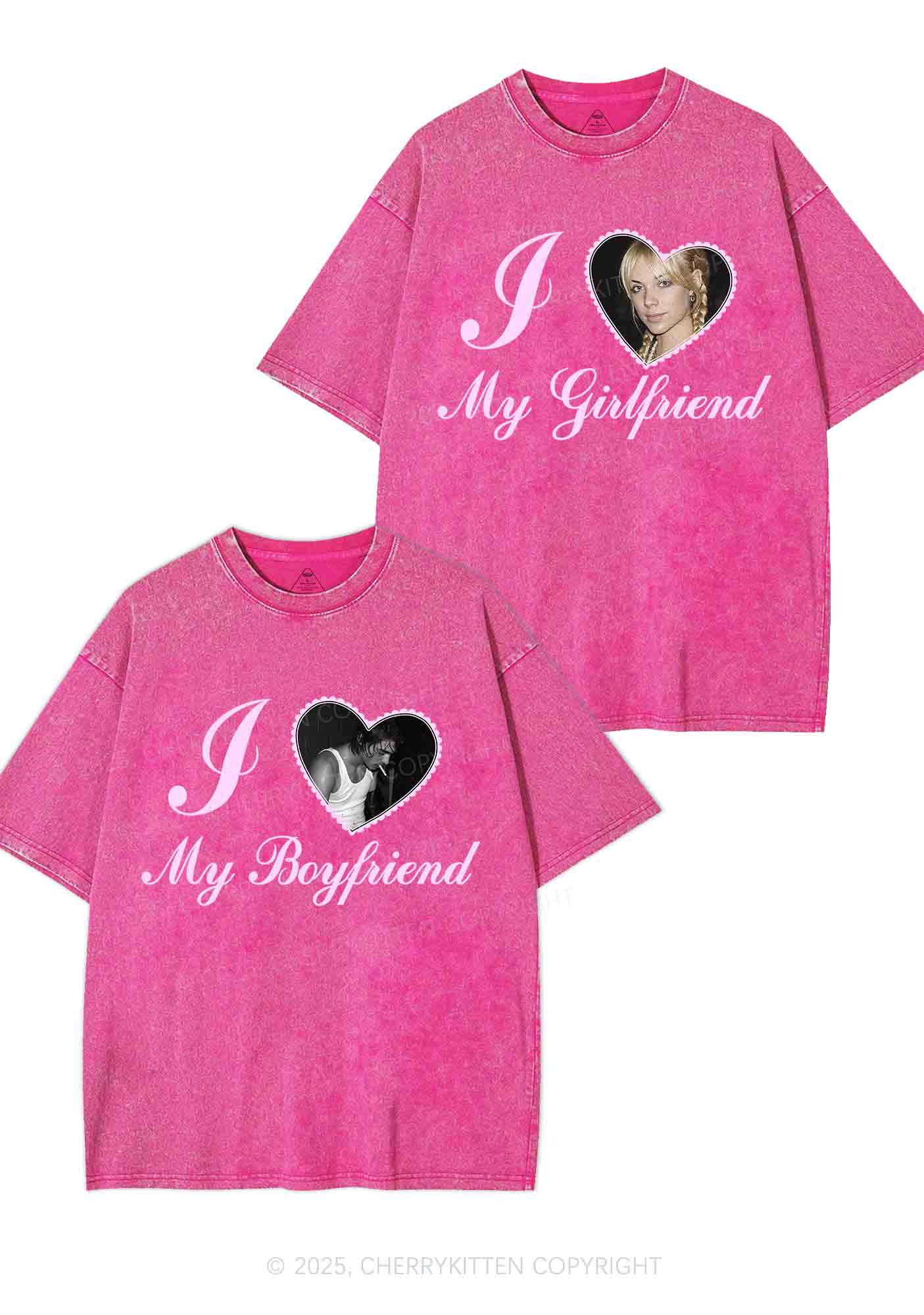 Custom Heart My BF GF Y2K Valentine's Day Washed Tee Cherrykitten - Image 5
