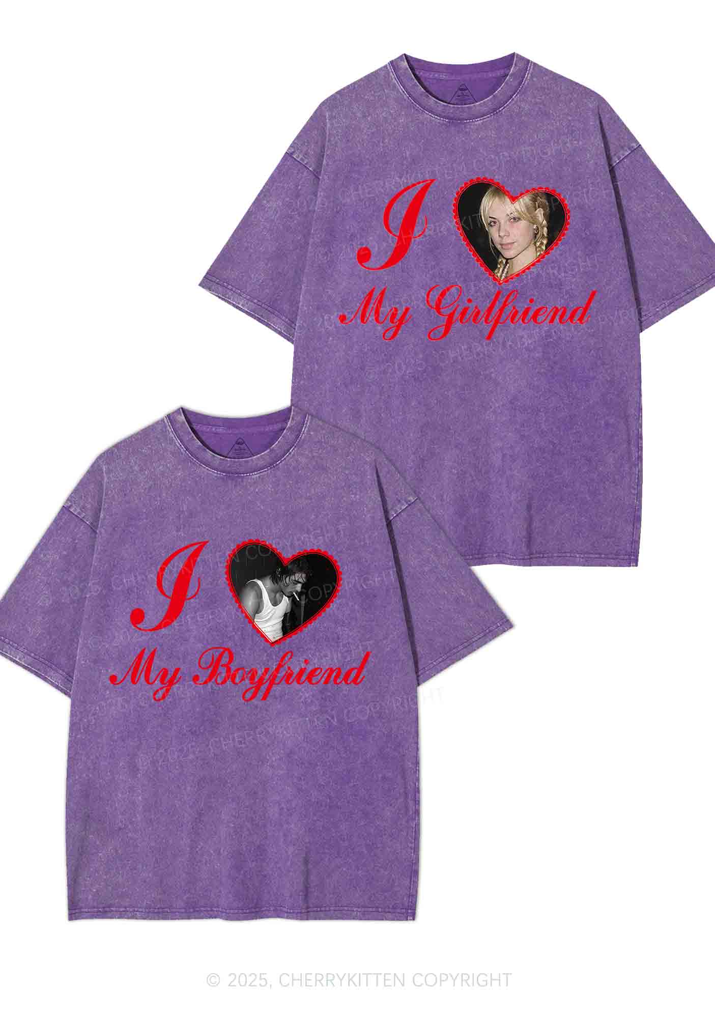Custom Heart My BF GF Y2K Valentine's Day Washed Tee Cherrykitten - Image 6
