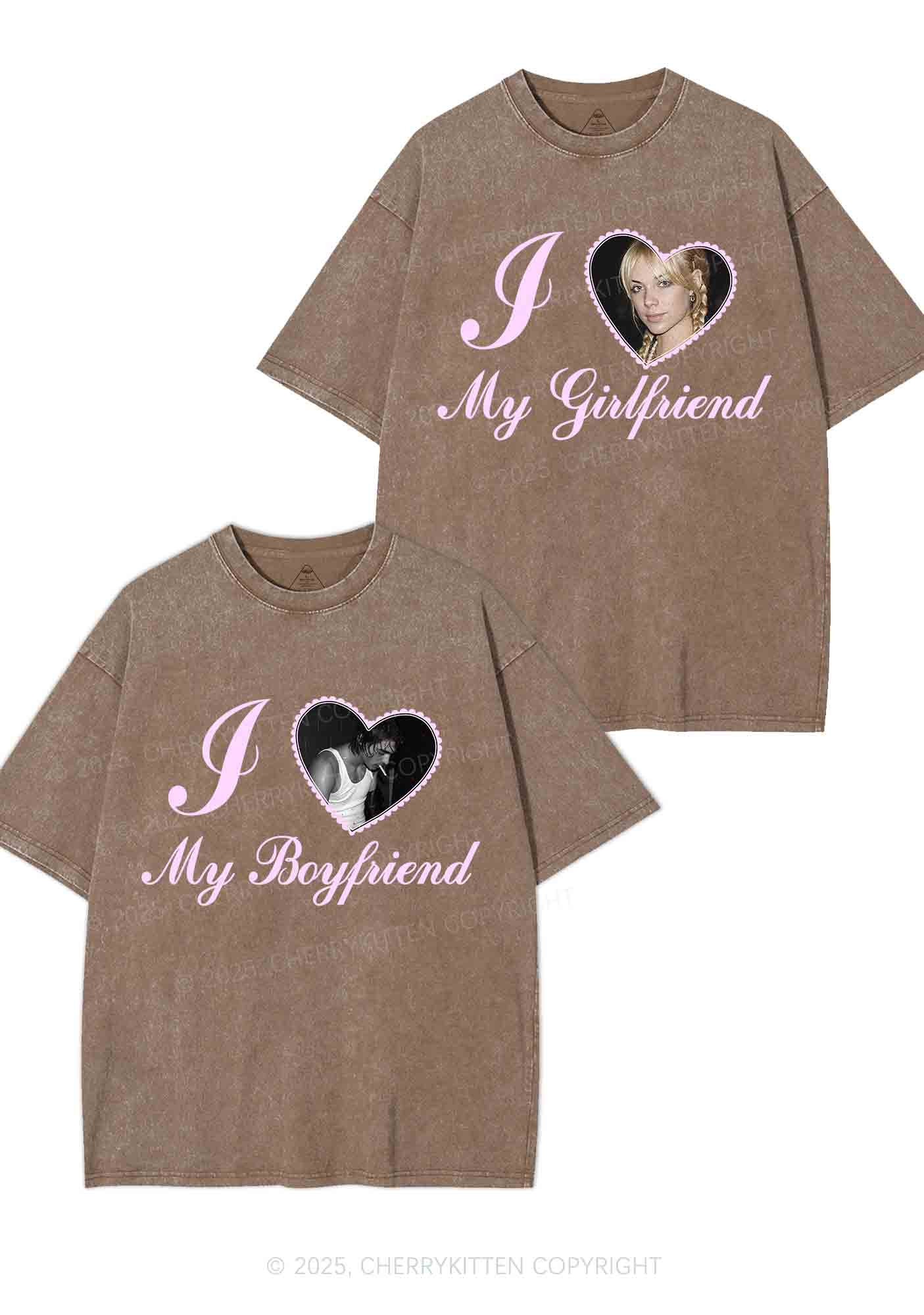 Custom Heart My BF GF Y2K Valentine's Day Washed Tee Cherrykitten - Image 7
