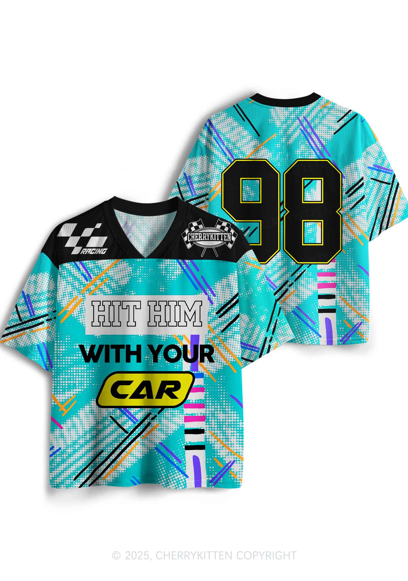Custom Hit Him With Your Car Y2K Sport Jersey Shirts Cherrykitten - Image 3