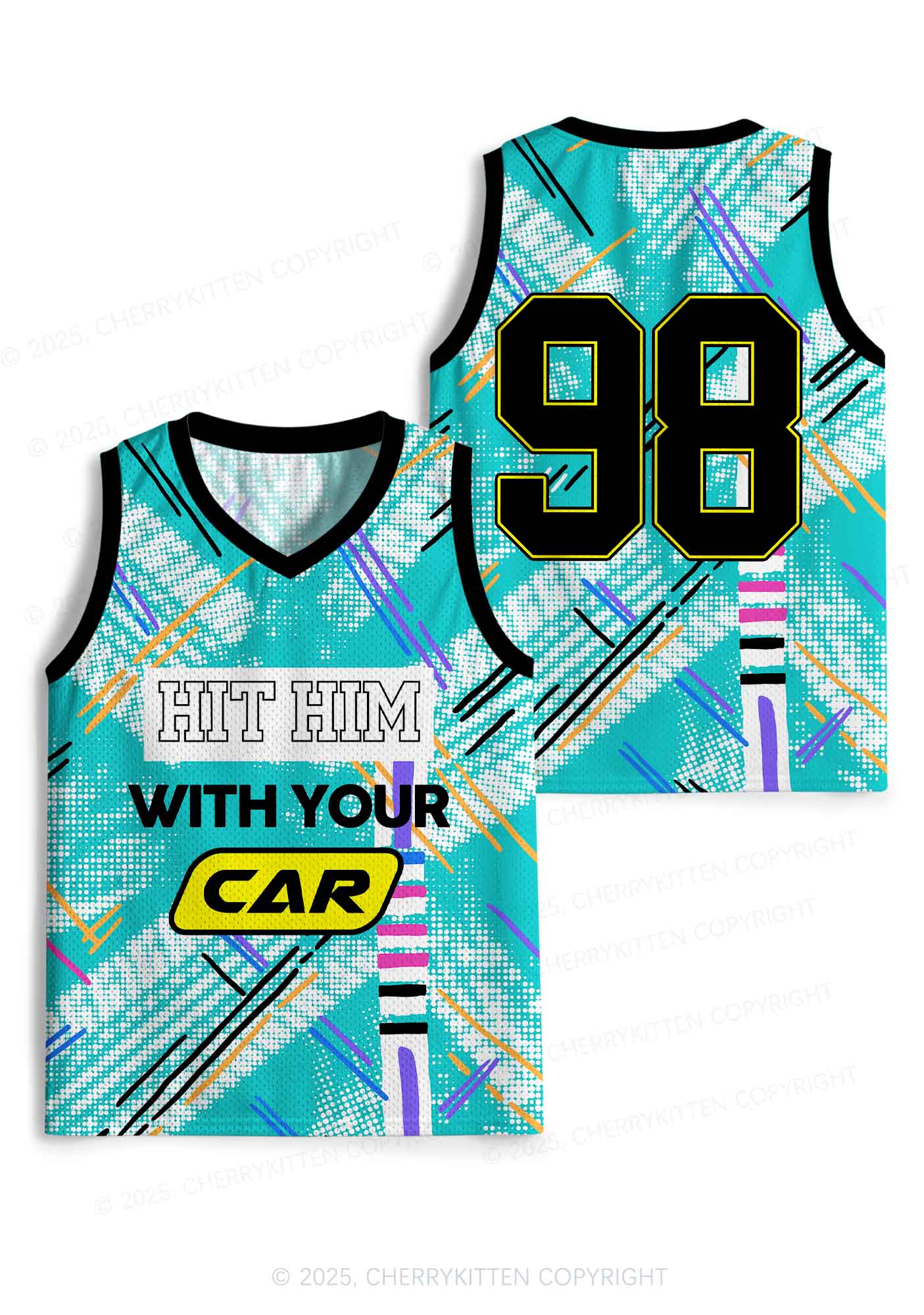 Custom Hit Him With Your Car Y2K Sport Jersey Tank Cherrykitten - Image 3