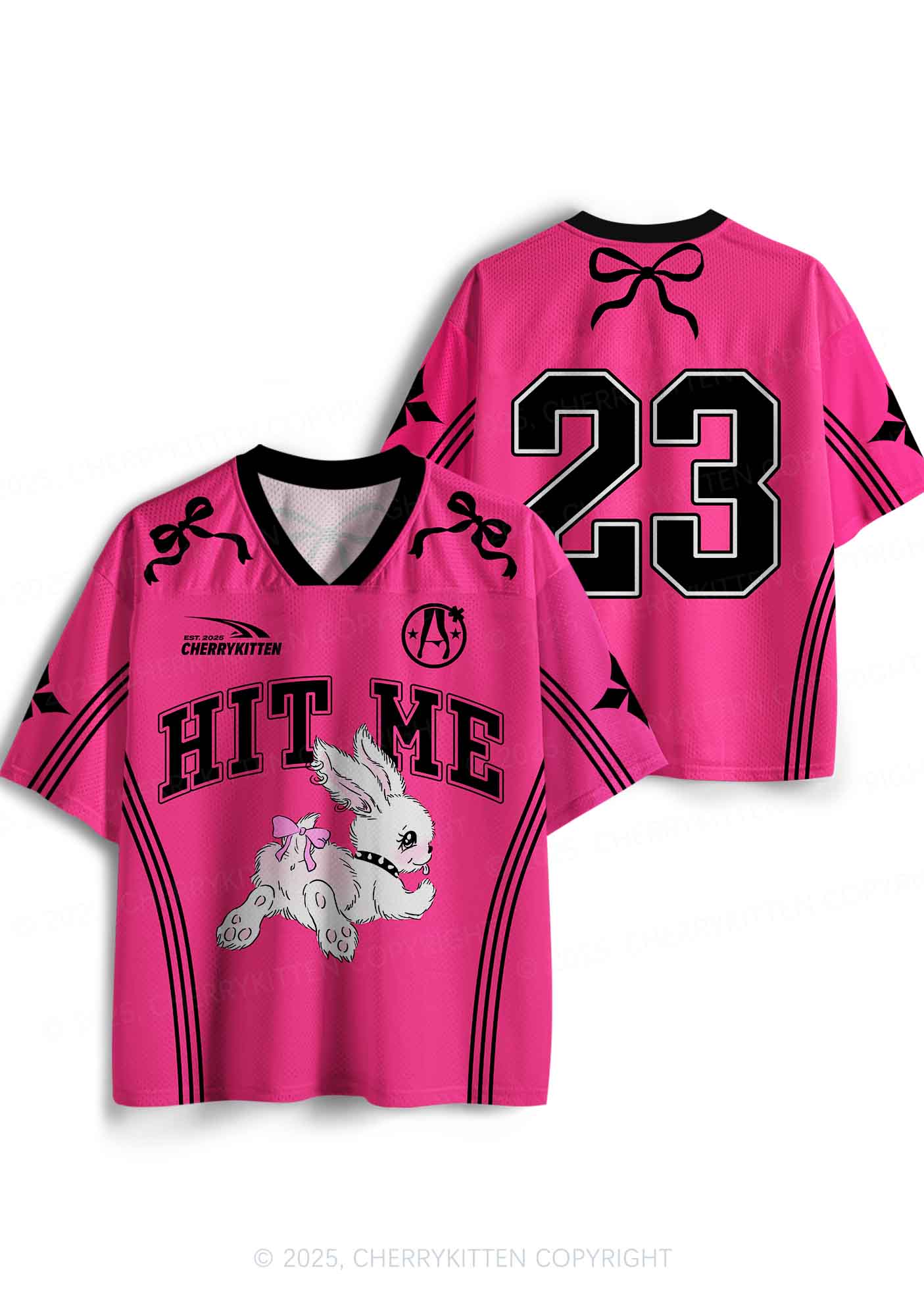 Custom Hit Me White Bunny Y2K Sport Jersey Shirts Cherrykitten - Image 3