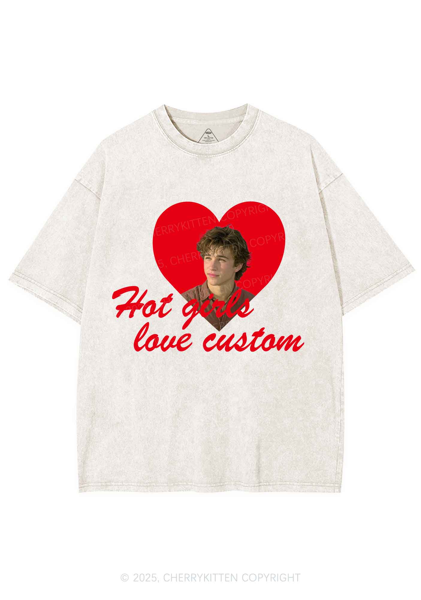 Custom Hot Girl Love Y2K Shirts Washed Tee Cherrykitten - Image 4