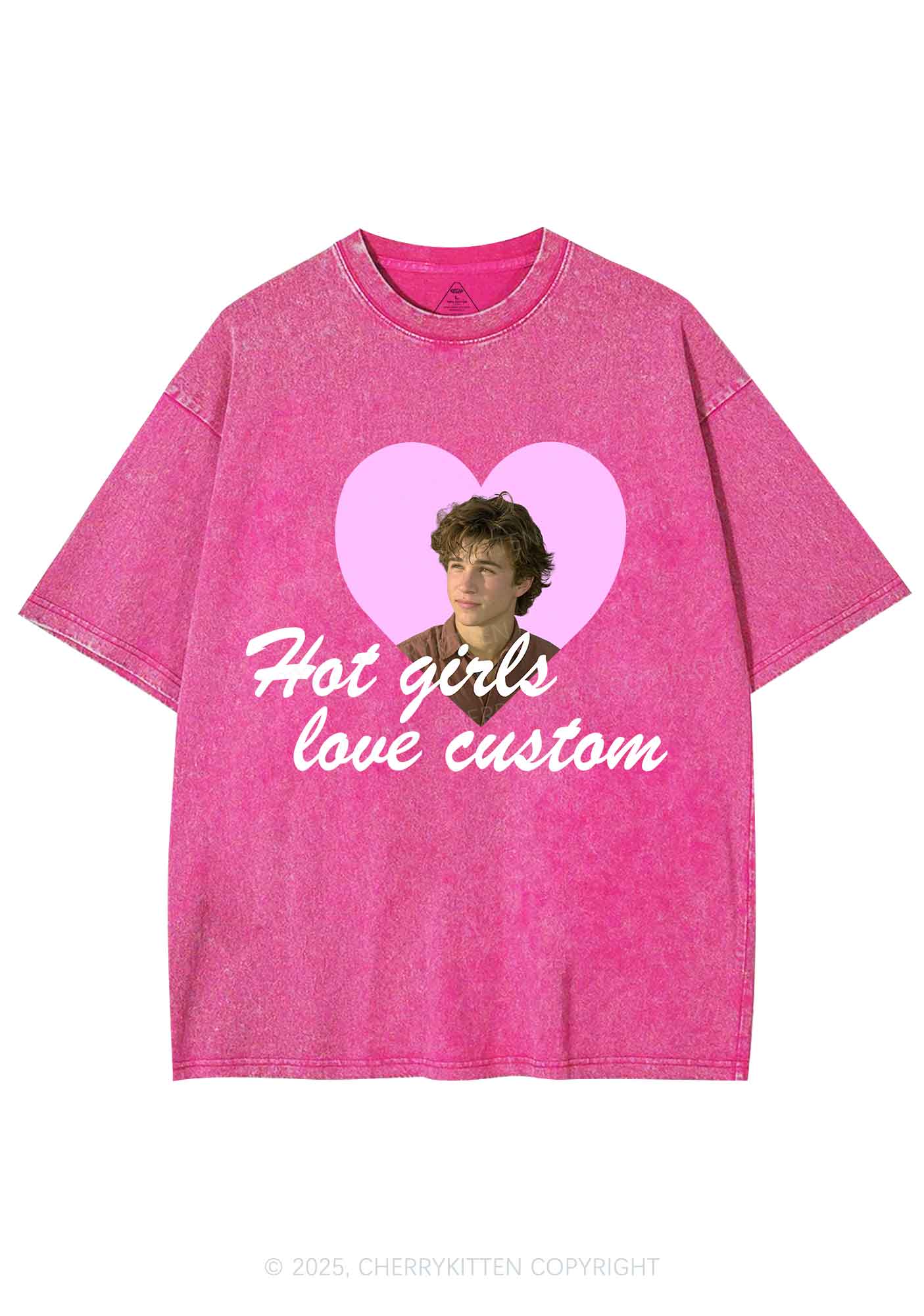 Custom Hot Girl Love Y2K Shirts Washed Tee Cherrykitten - Image 5