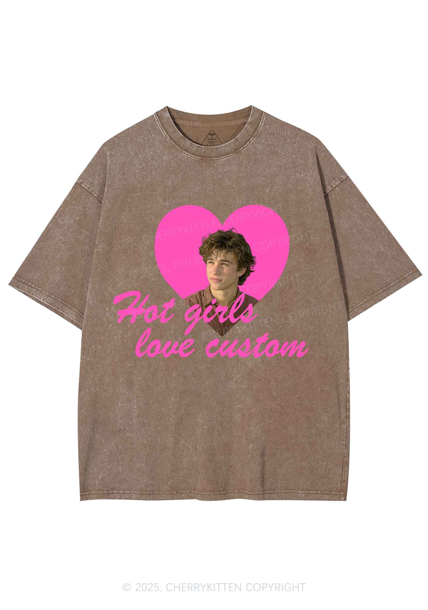 Custom Hot Girl Love Y2K Shirts Washed Tee Cherrykitten - Image 7
