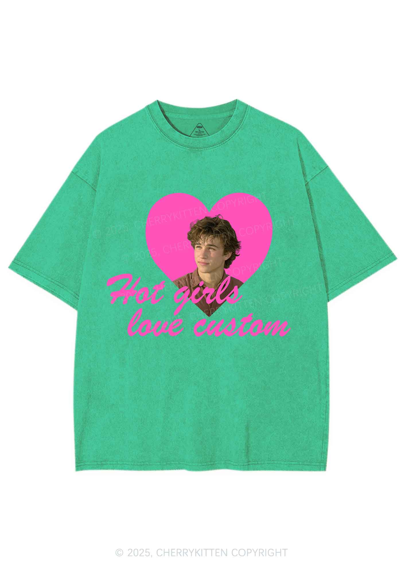 Custom Hot Girl Love Y2K Shirts Washed Tee Cherrykitten - Image 8