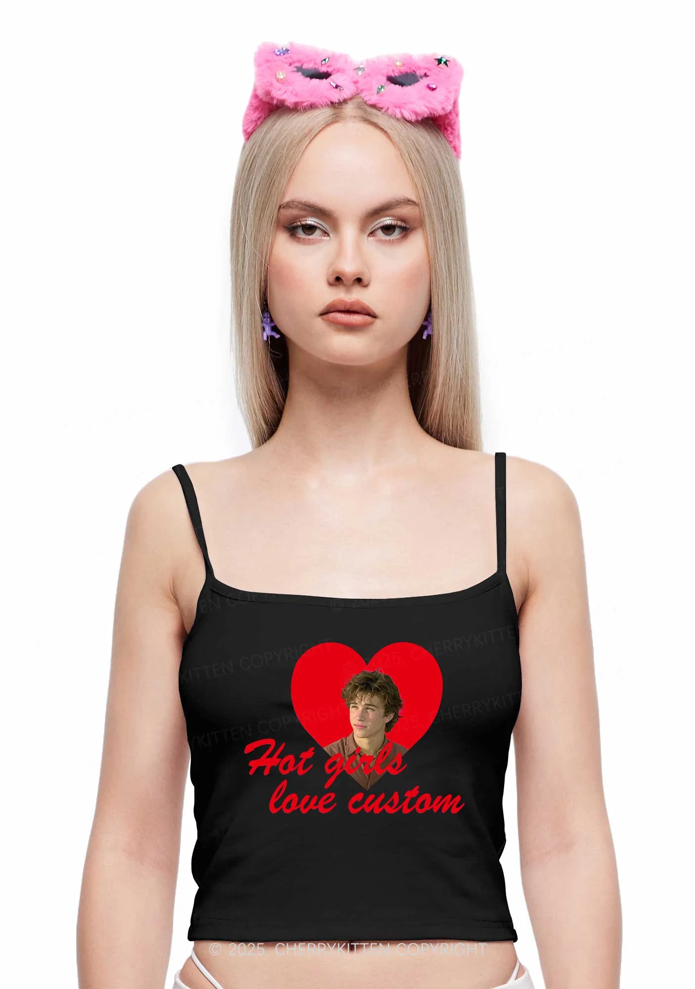 Custom Hot Girl Love Y2K Spaghetti Strap Cami Cherrykitten - Image 2