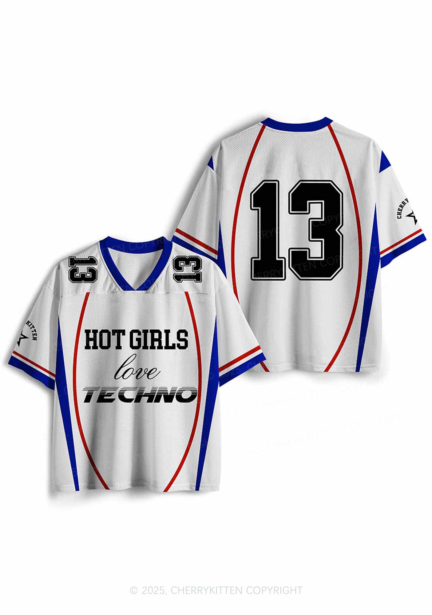 Custom Hot Girls Love Techno Y2K Sport Jersey Shirts Cherrykitten - Image 4