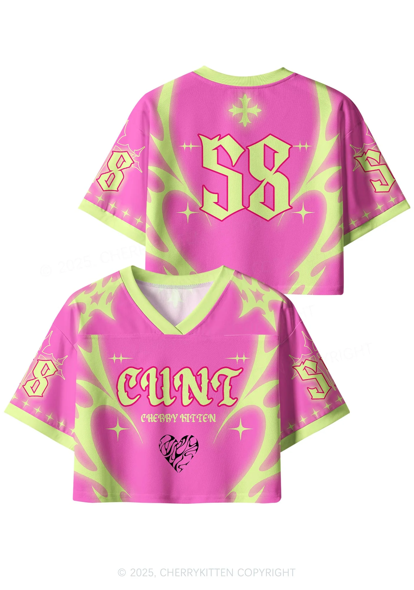 Custom Hot Pink Cxxt Y2K Crop Sport Jersey Shirts Cherrykitten - Image 3