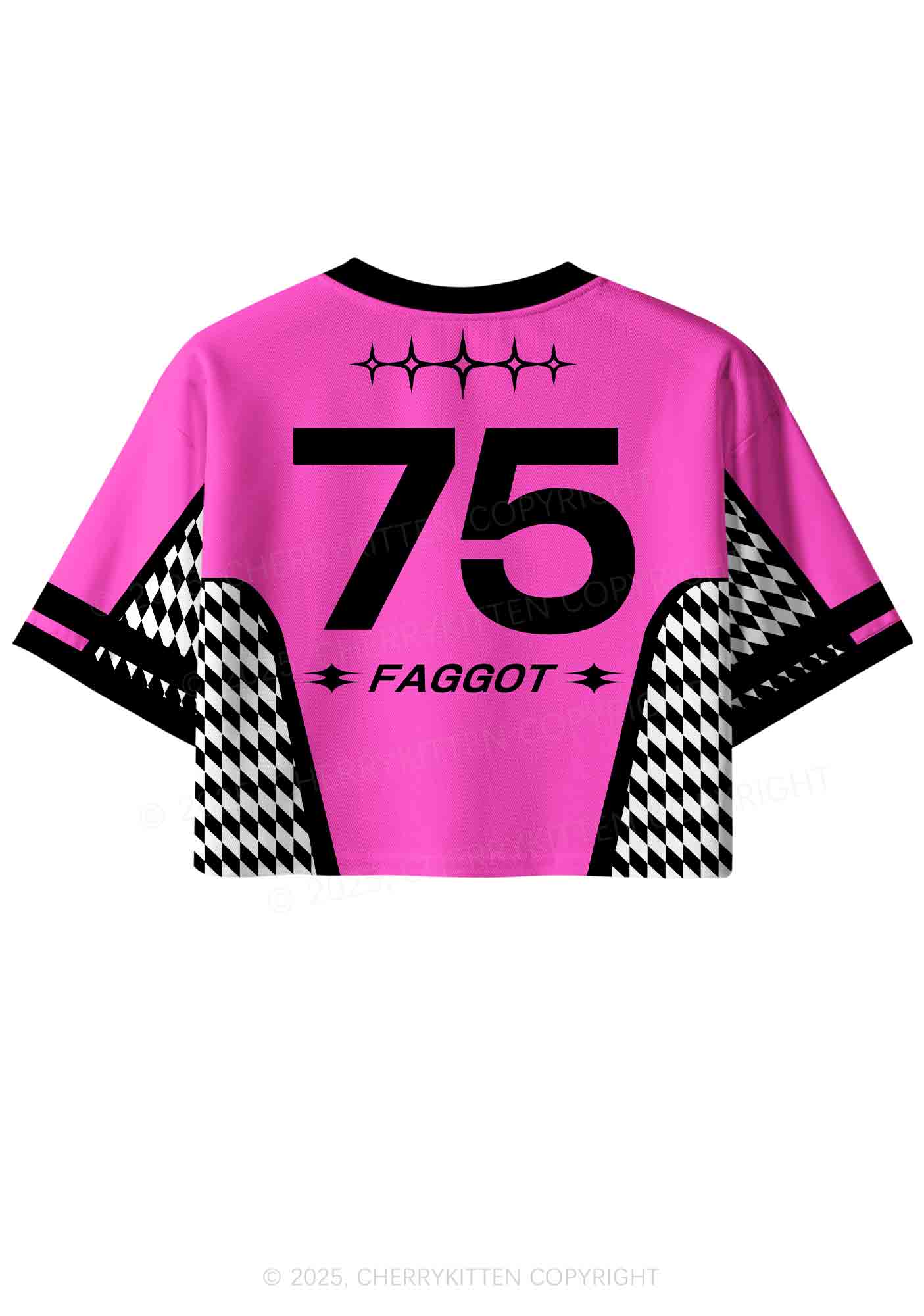 Custom Hot Pink Faggot Pride Y2K Crop Sport Jersey Shirts Cherrykitten - Image 3