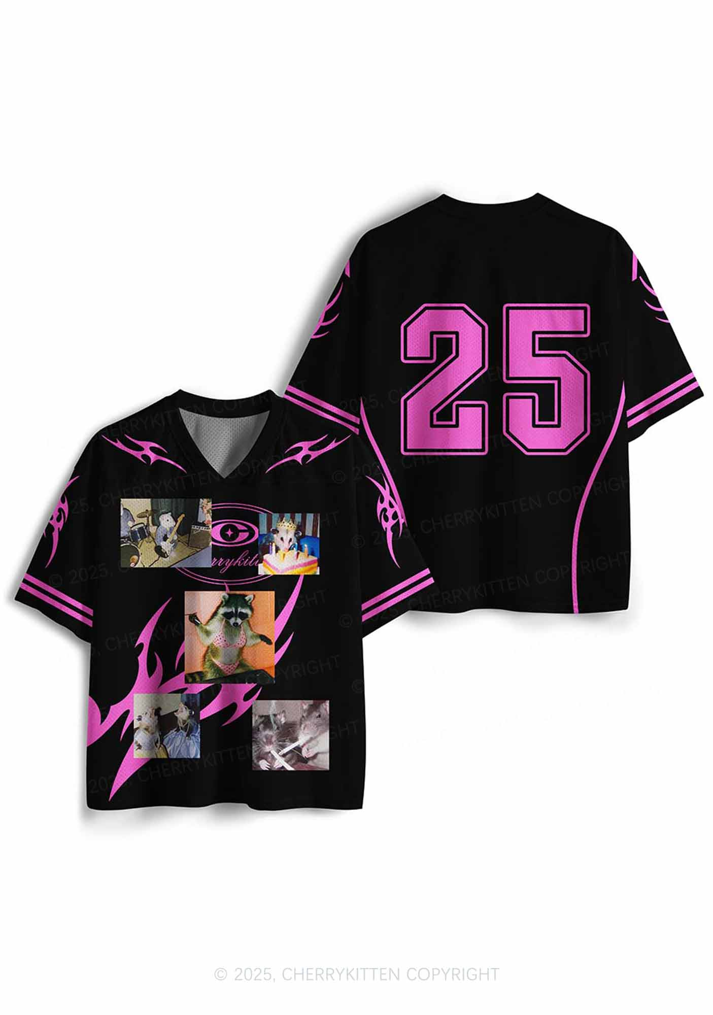Custom Hot Pink Flame Y2K Sport Jersey Shirts Cherrykitten - Image 3