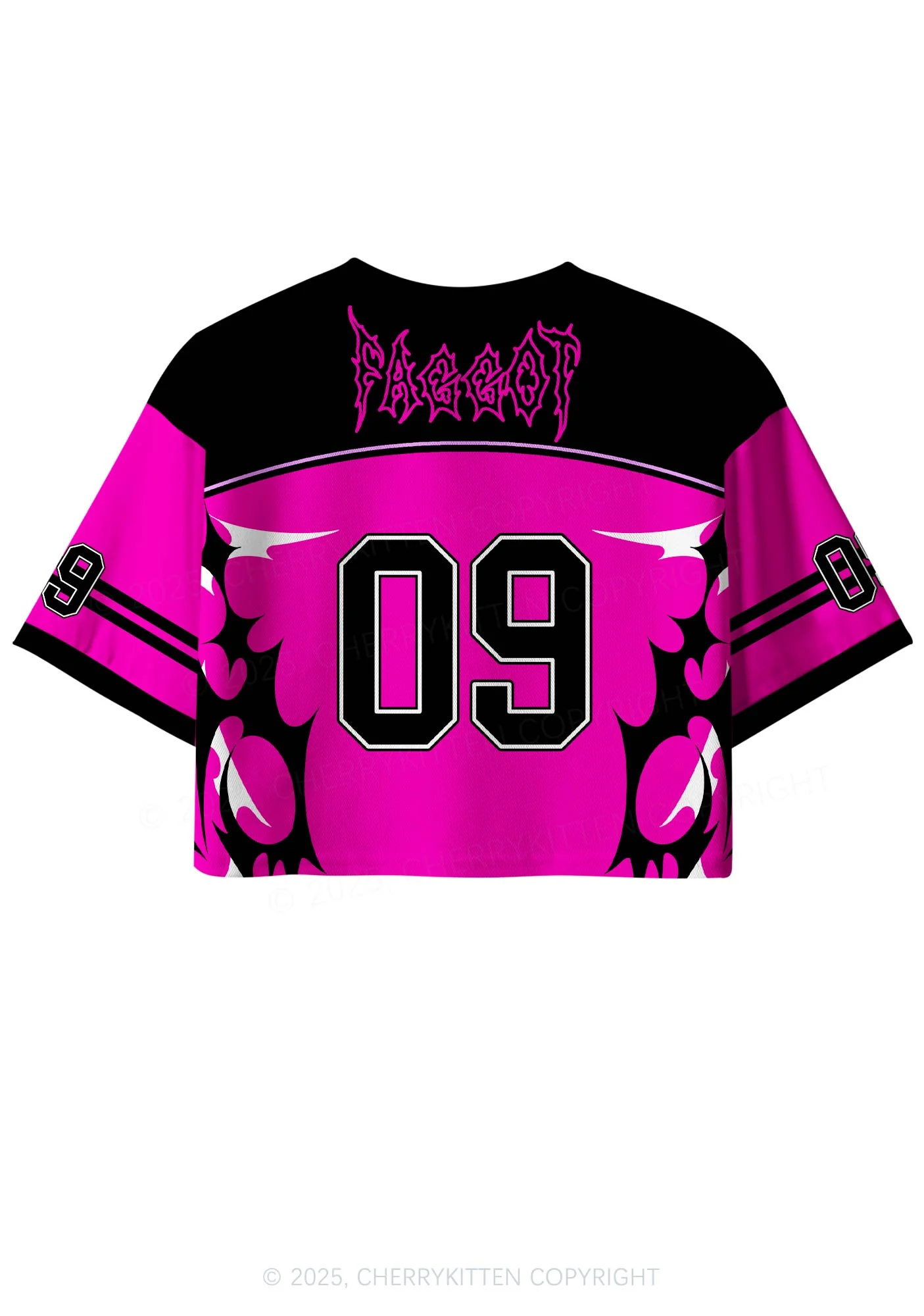 Custom Hot Pink Punk Faggot Pride Y2K Crop Sport Jersey Shirts Cherrykitten - Image 3
