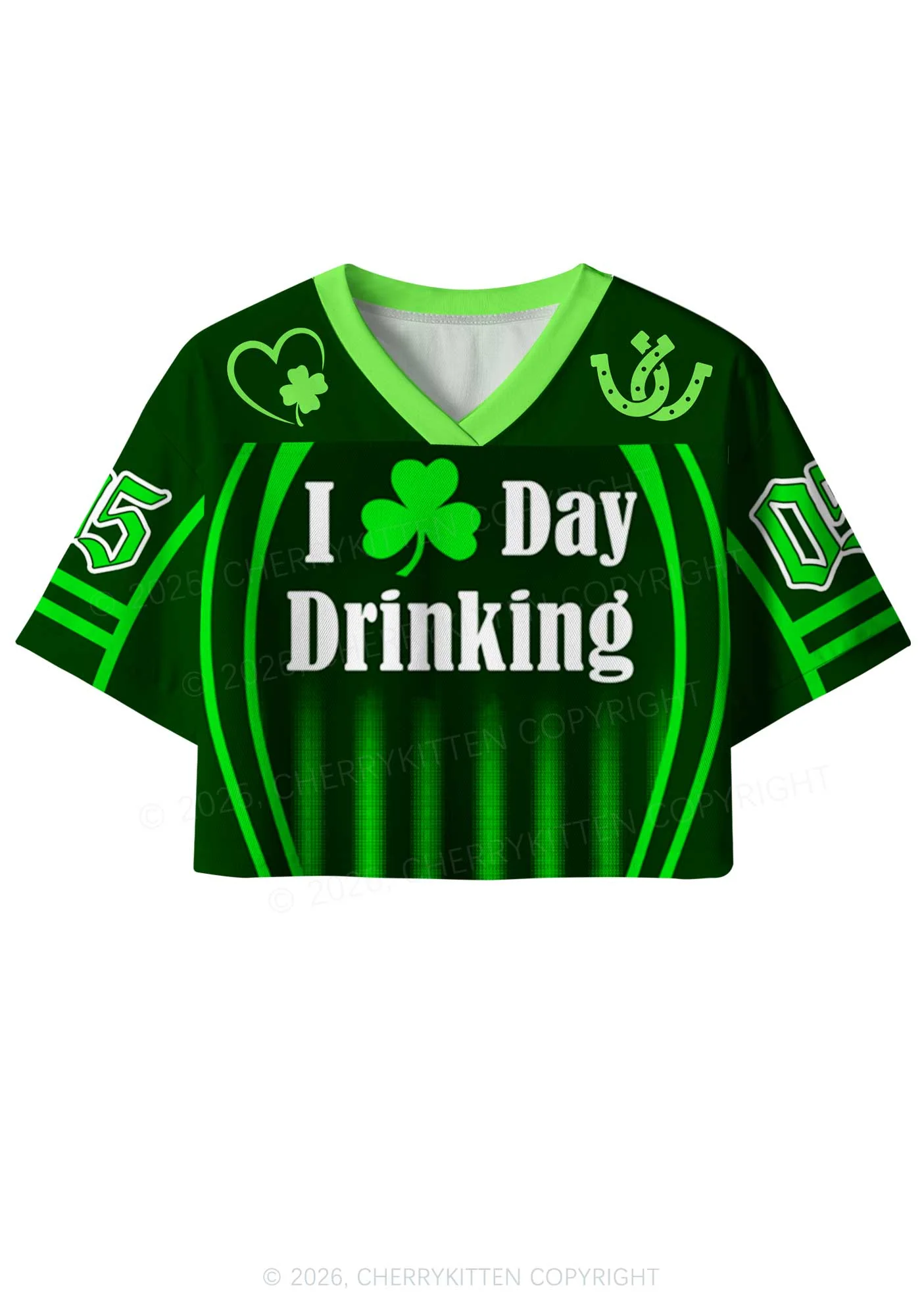 Custom I Love Day Drinking St Patricks Y2K Crop Sport Jersey Shirts Cherrykitten - Image 3