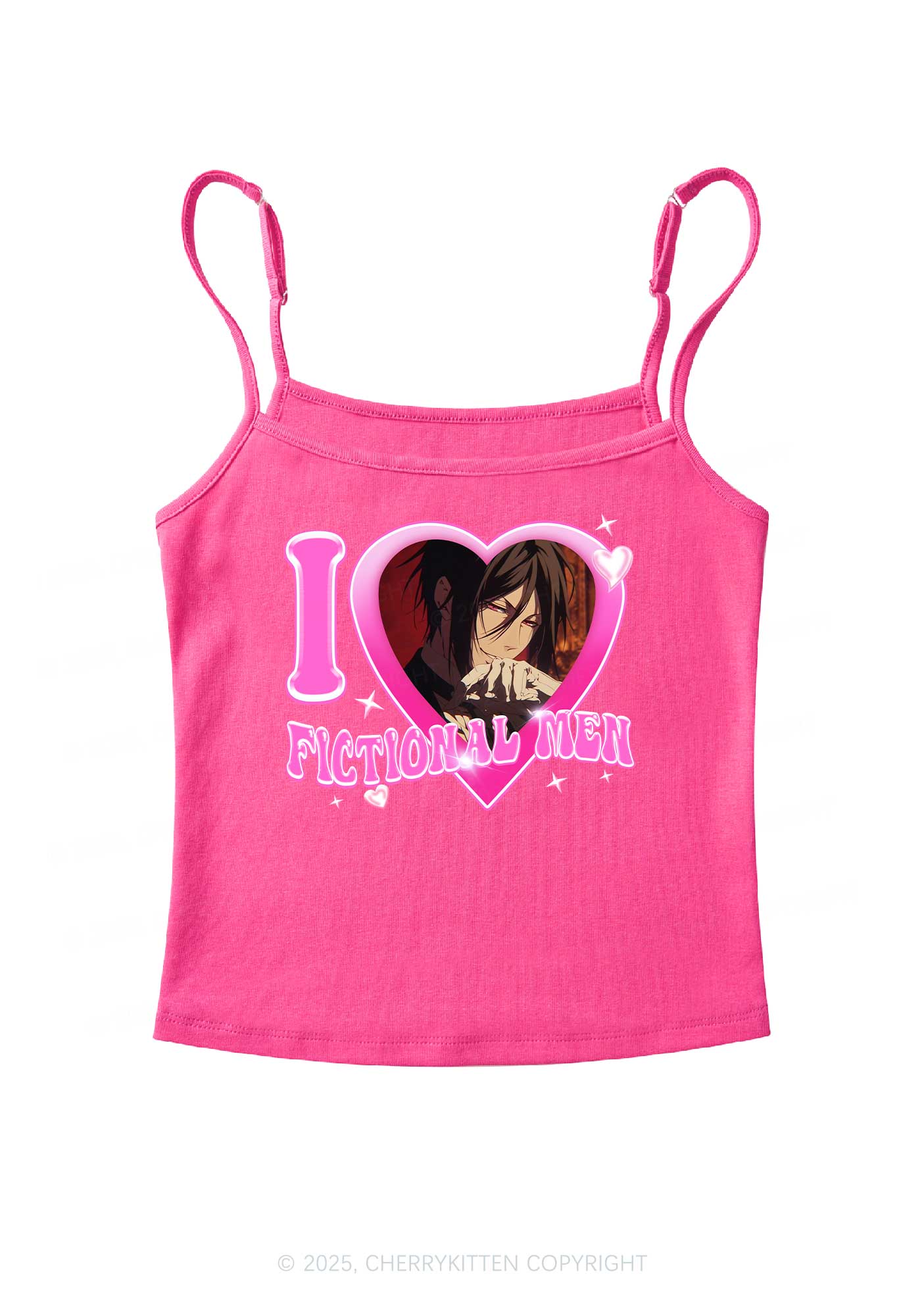 Custom I Love Fictional Men Y2K Spaghetti Strap Cami Cherrykitten - Image 4